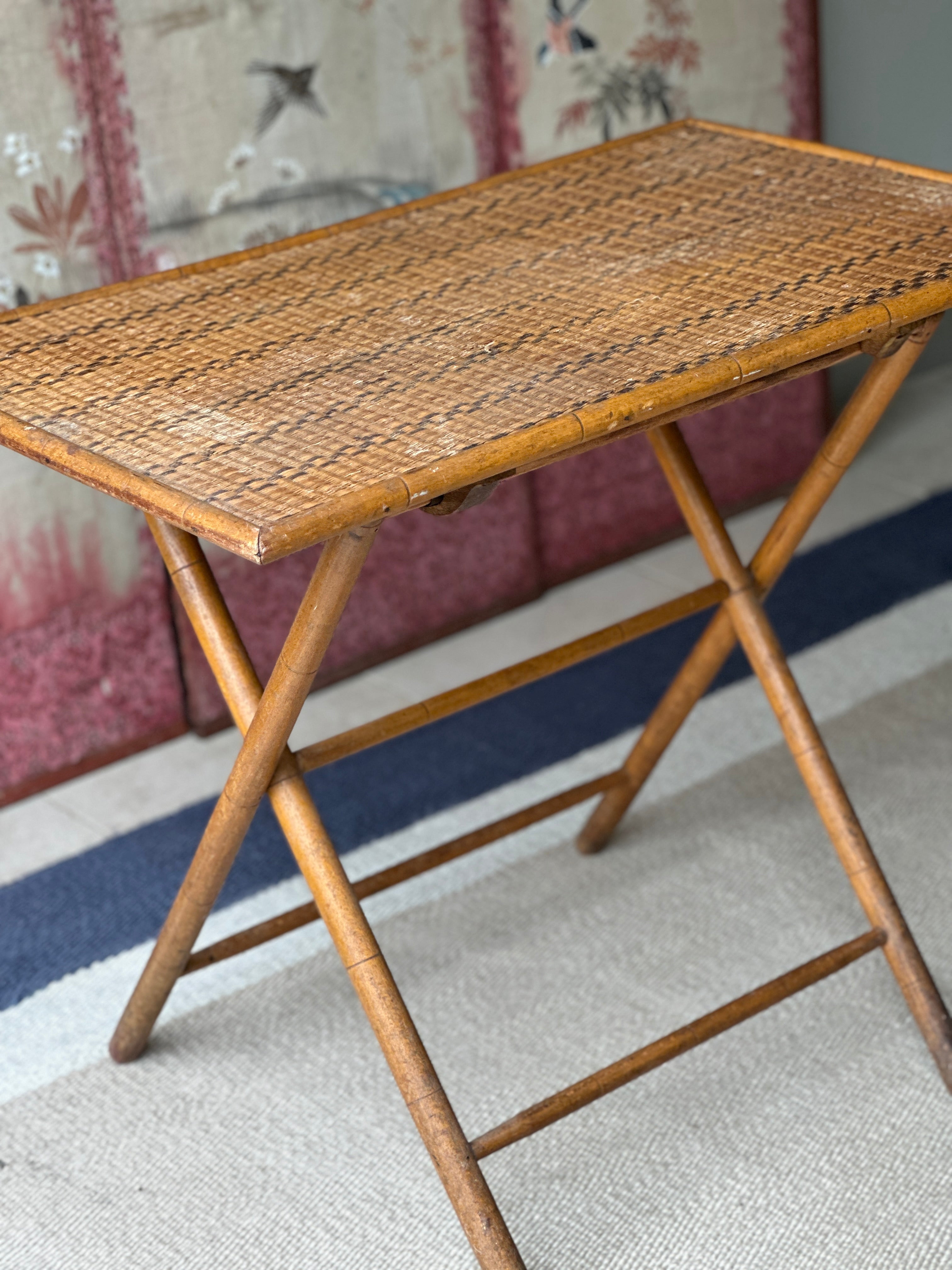 Faux Bamboo Folding Campaign Table