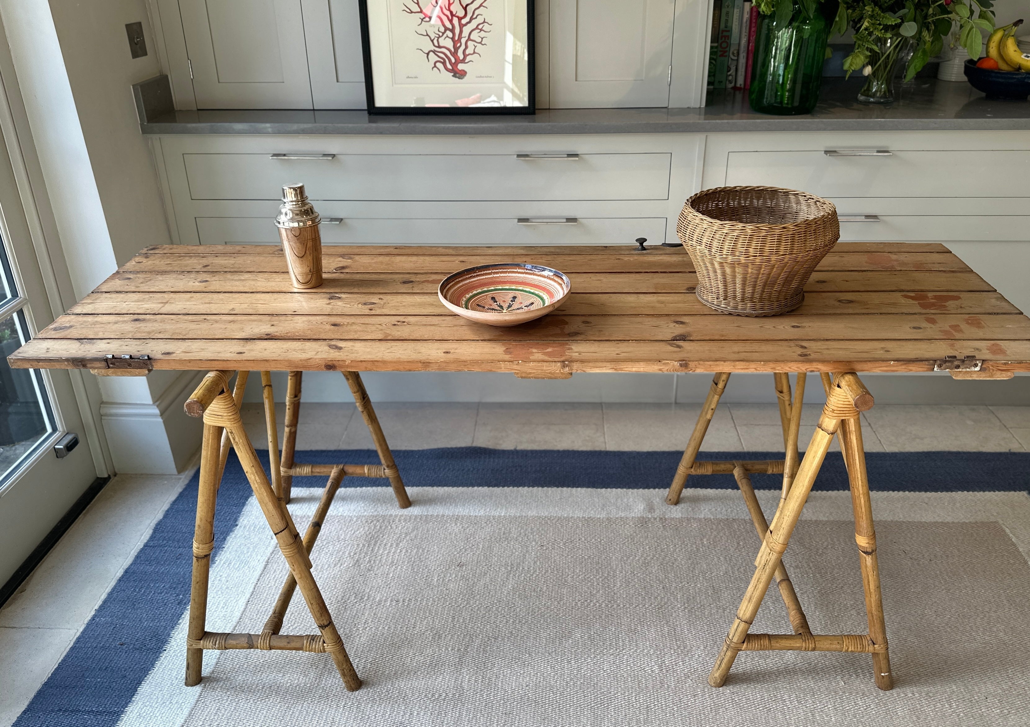 SALE* Bamboo Trestle Leg Table