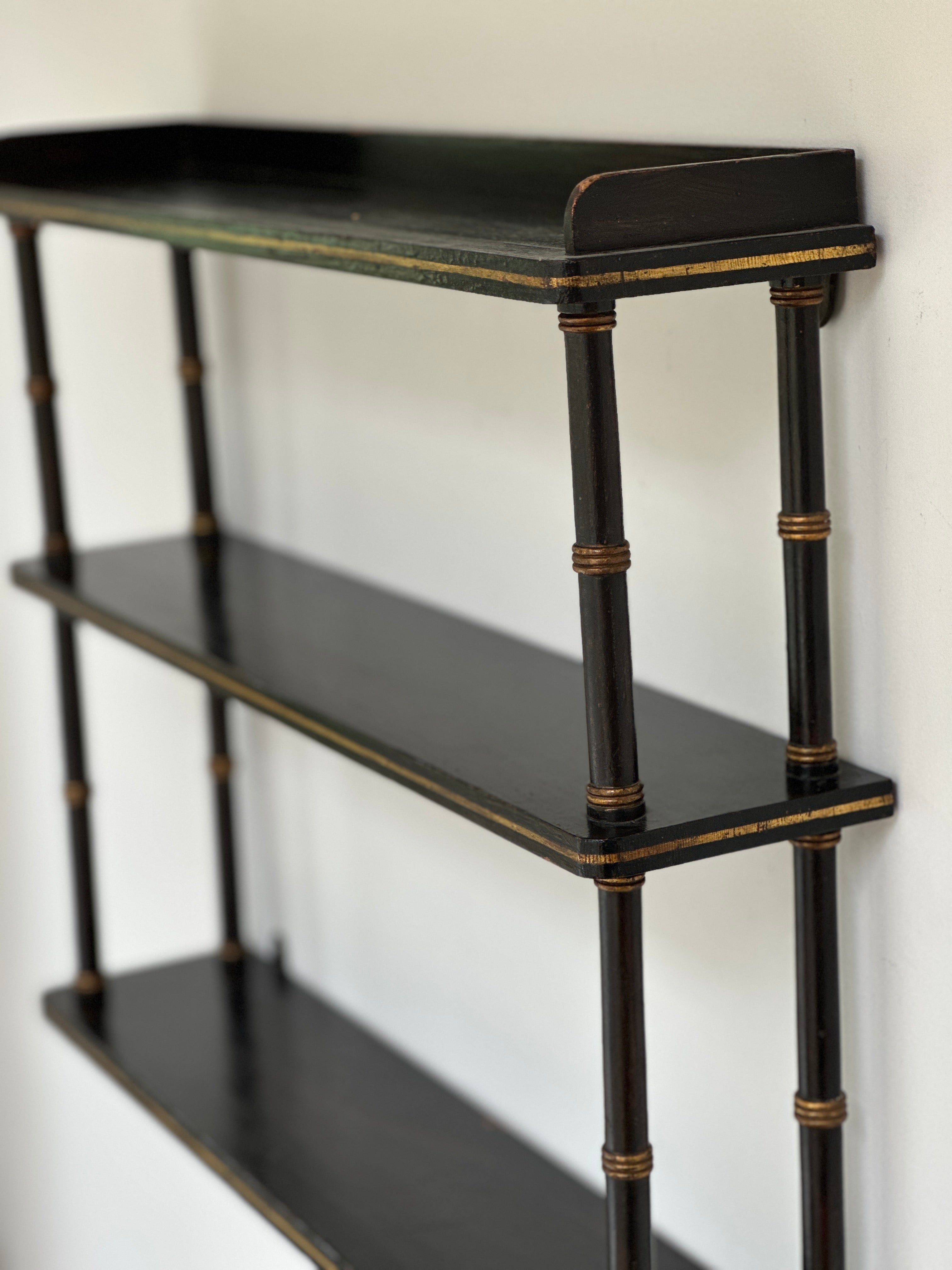 Small Ebonised Hanging Shelves