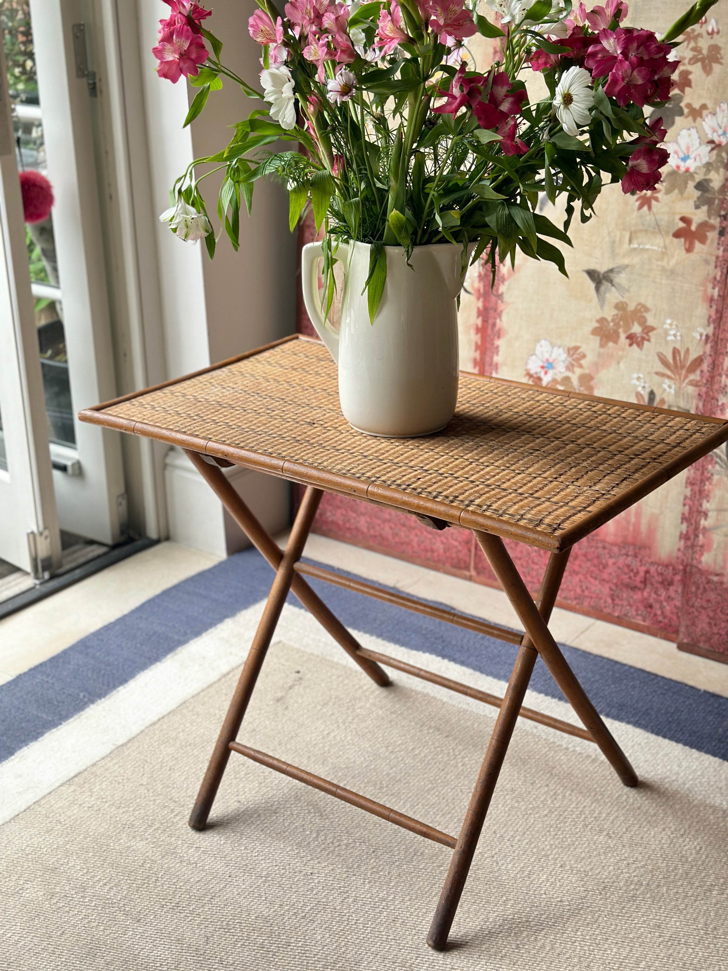 Faux Bamboo Folding Campaign Table