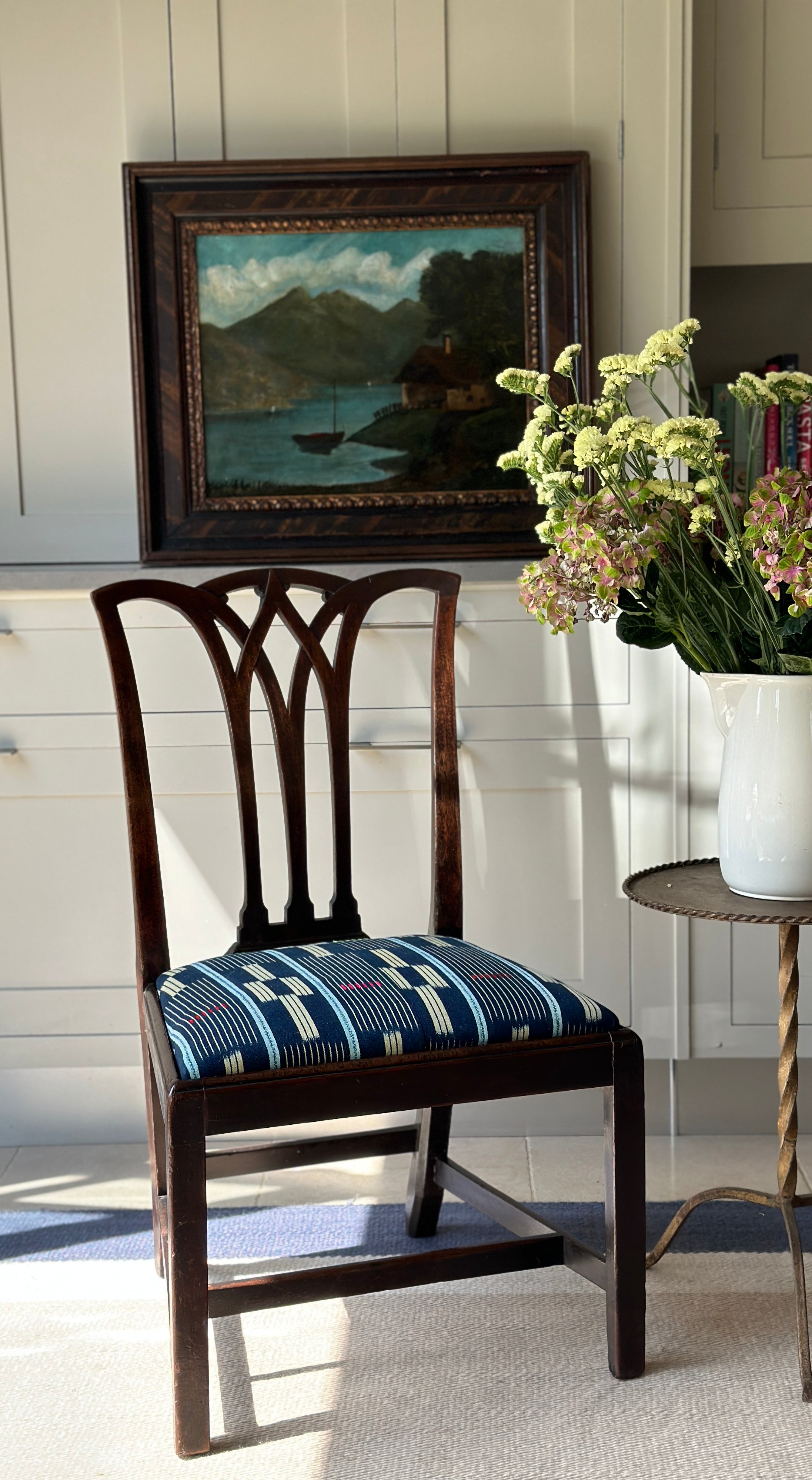 Georgian Mahogany Chair with Baule Cloth Seat