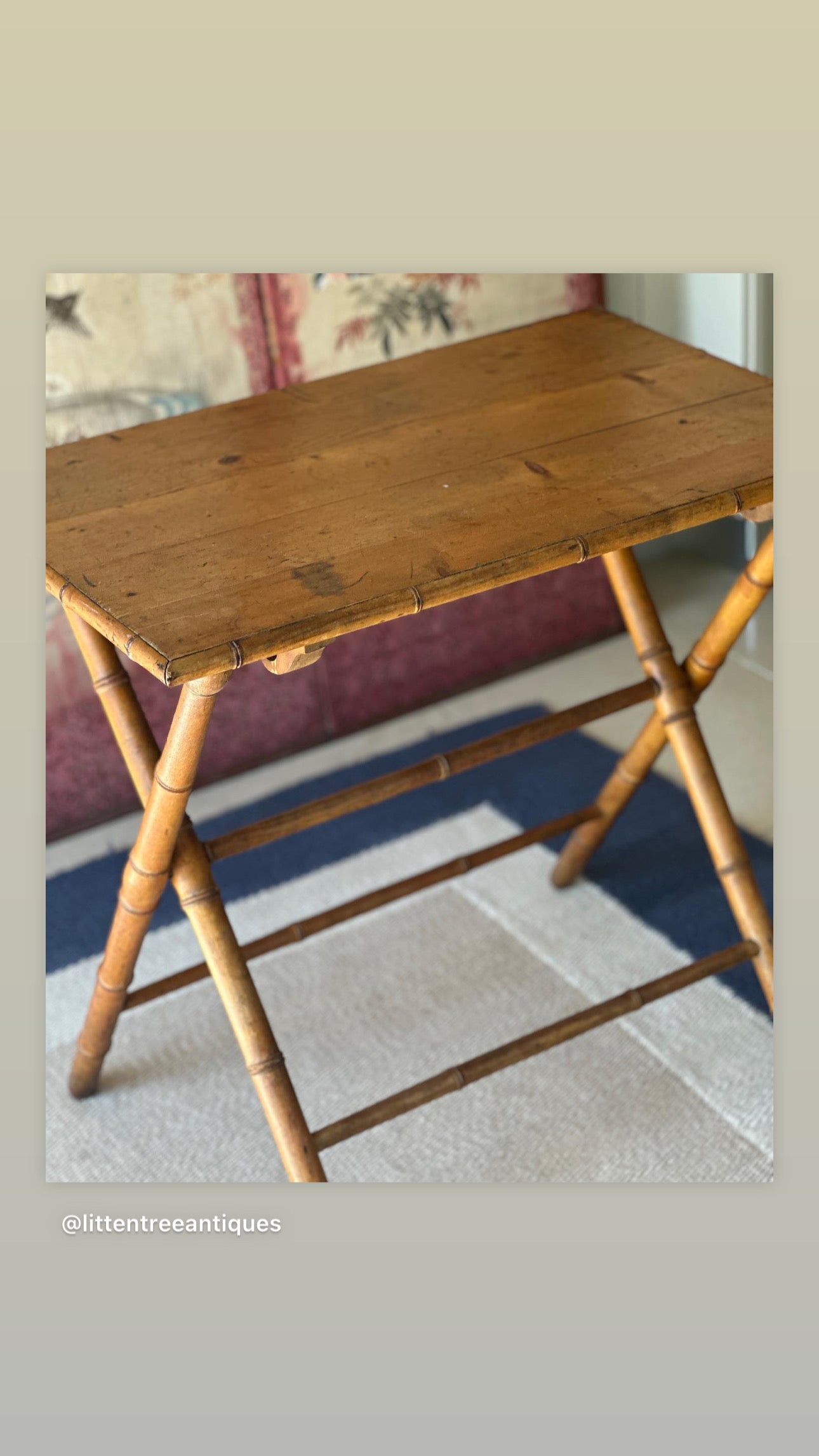 Lovely Folding Campaign Table with Simulated Bamboo Legs