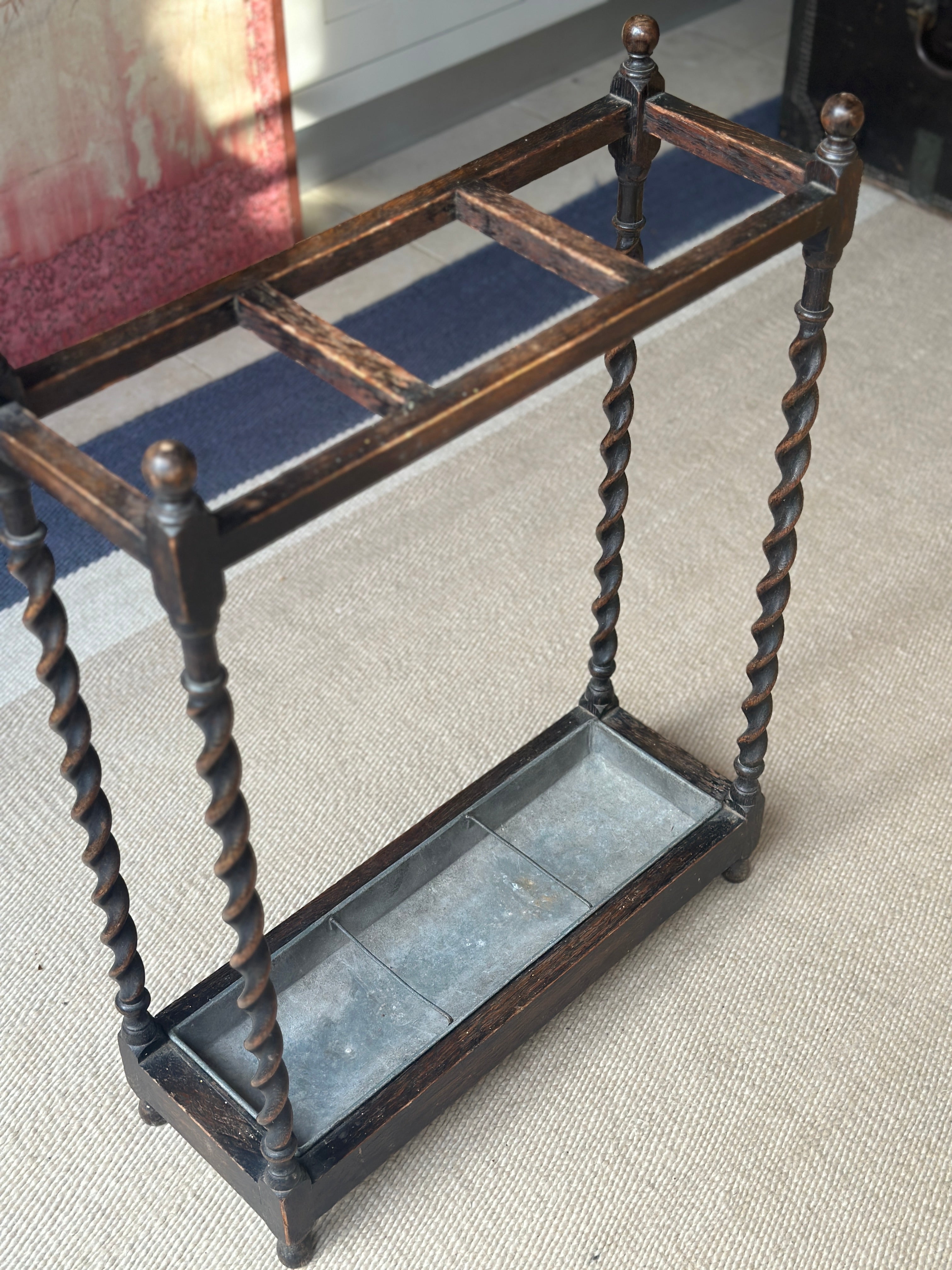 Early C20th Oak Barley Twist Stick Stand