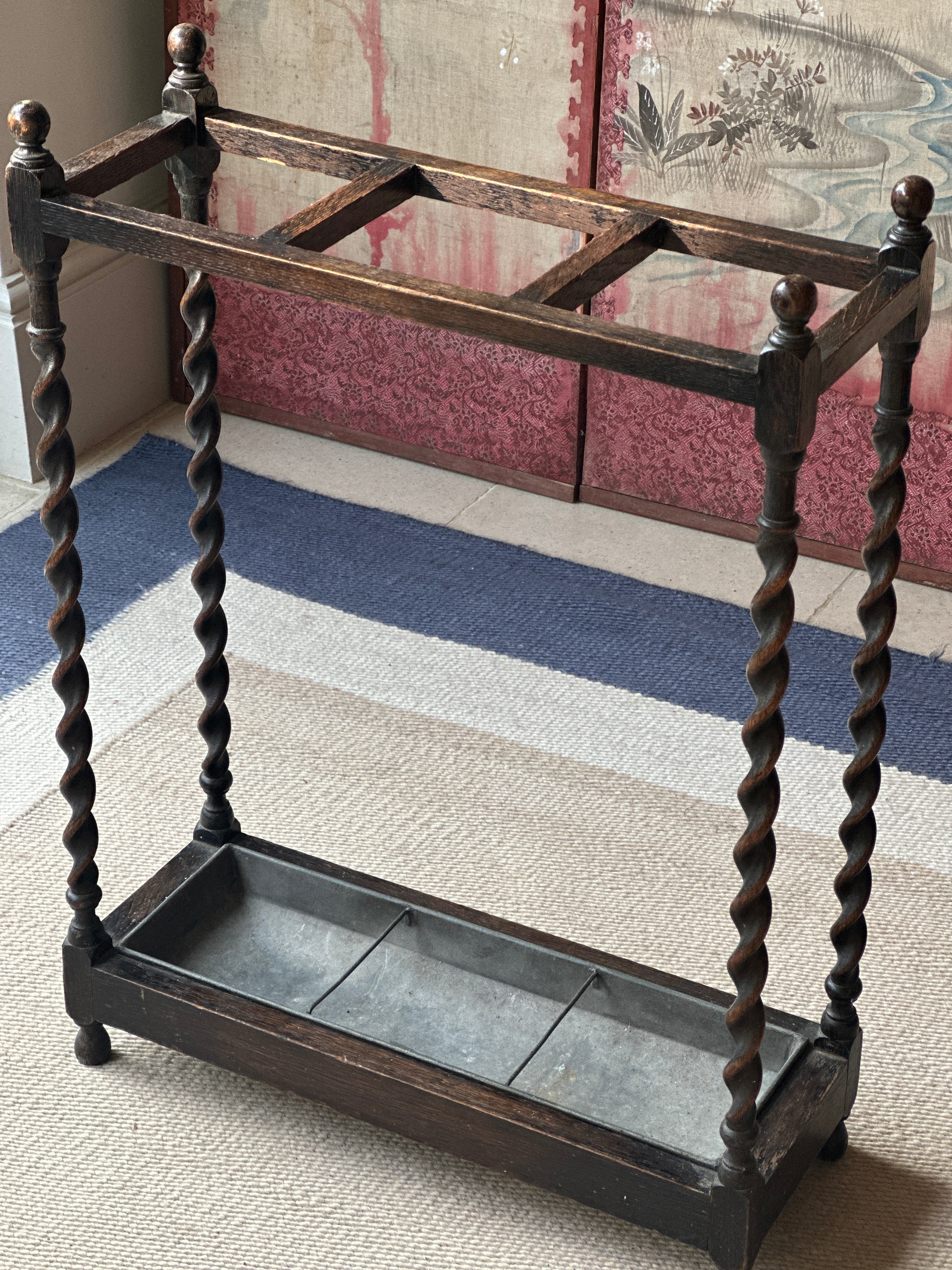 Early C20th Oak Barley Twist Stick Stand