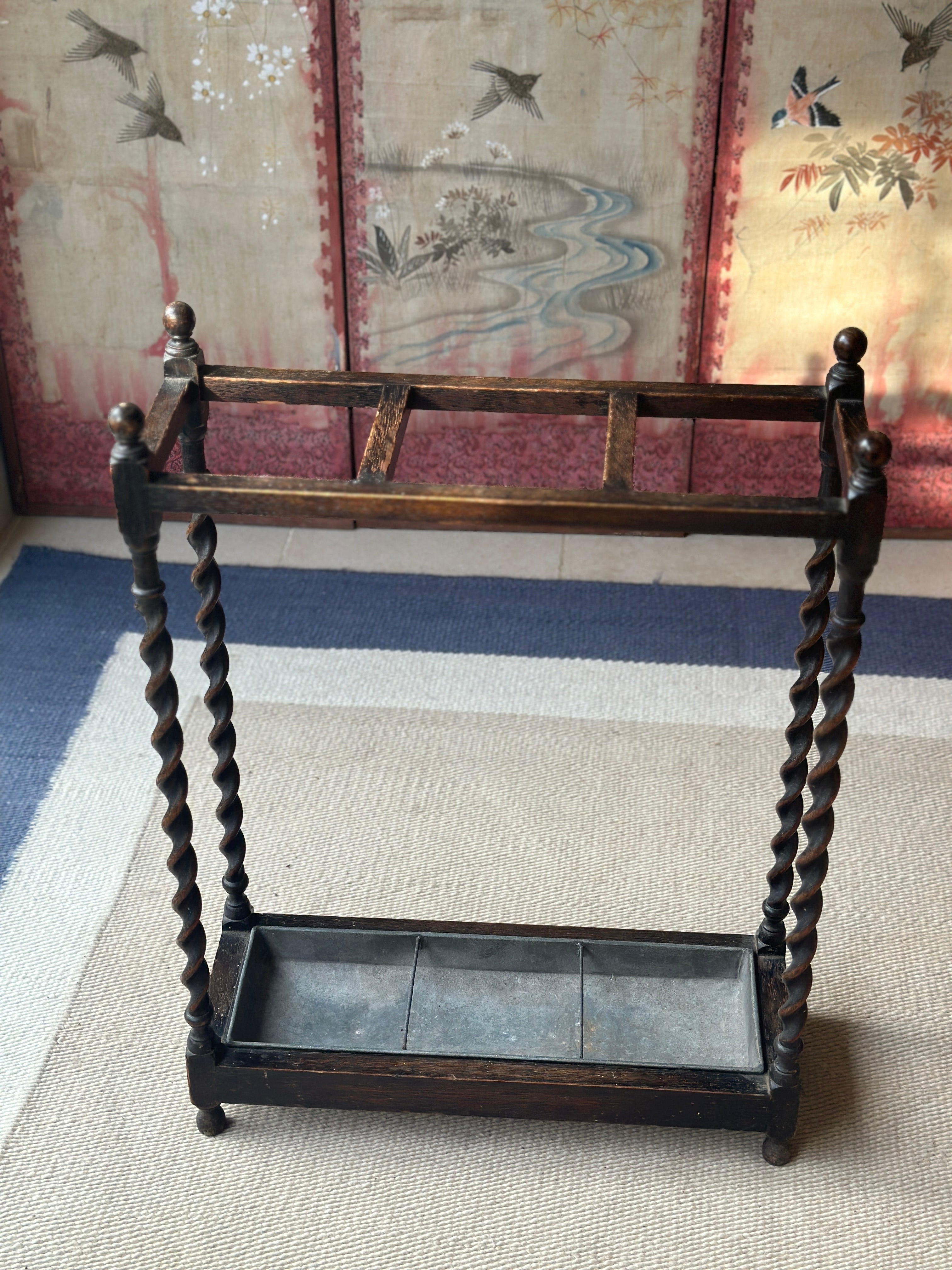 Early C20th Oak Barley Twist Stick Stand