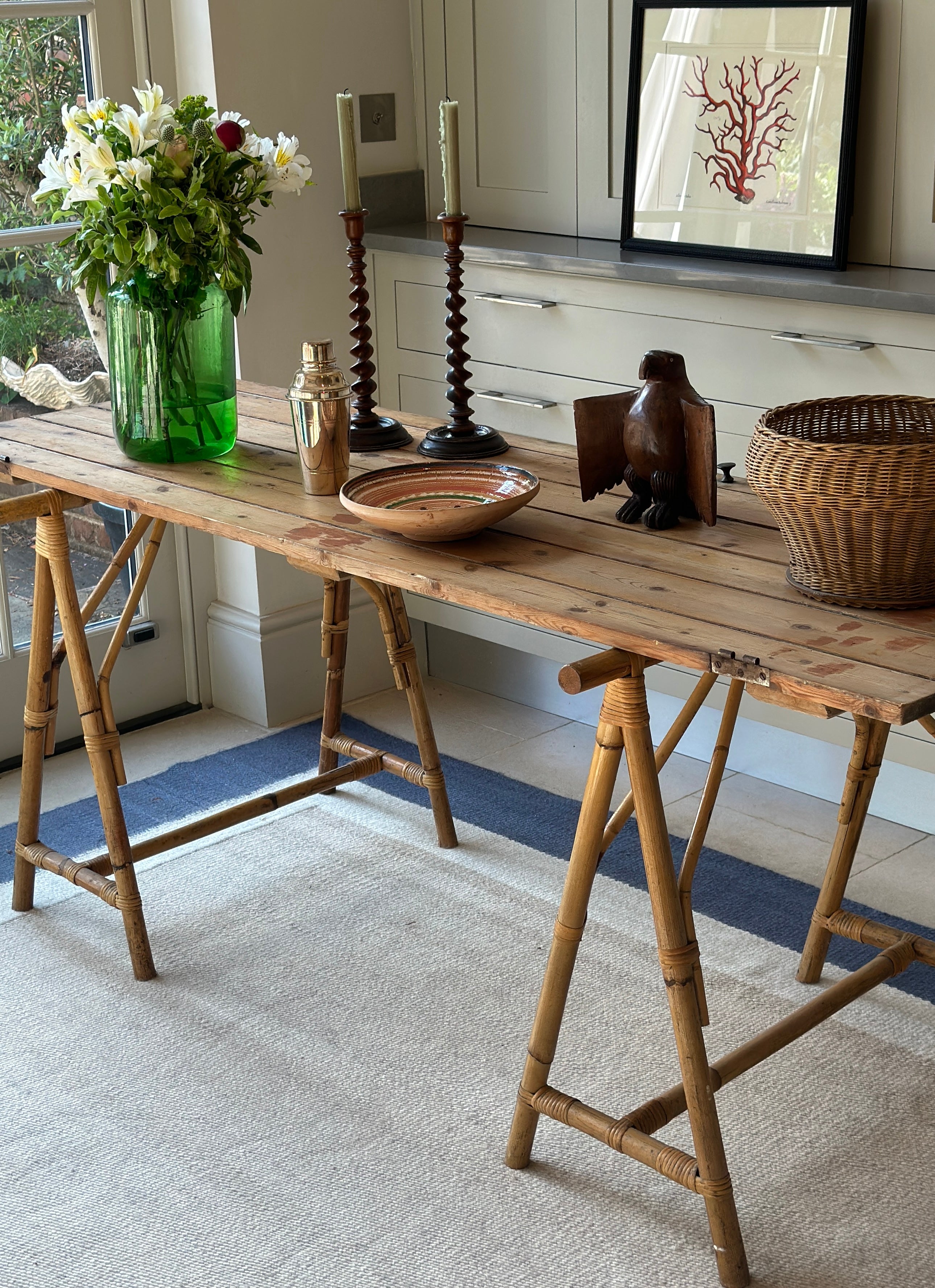 SALE* Bamboo Trestle Leg Table