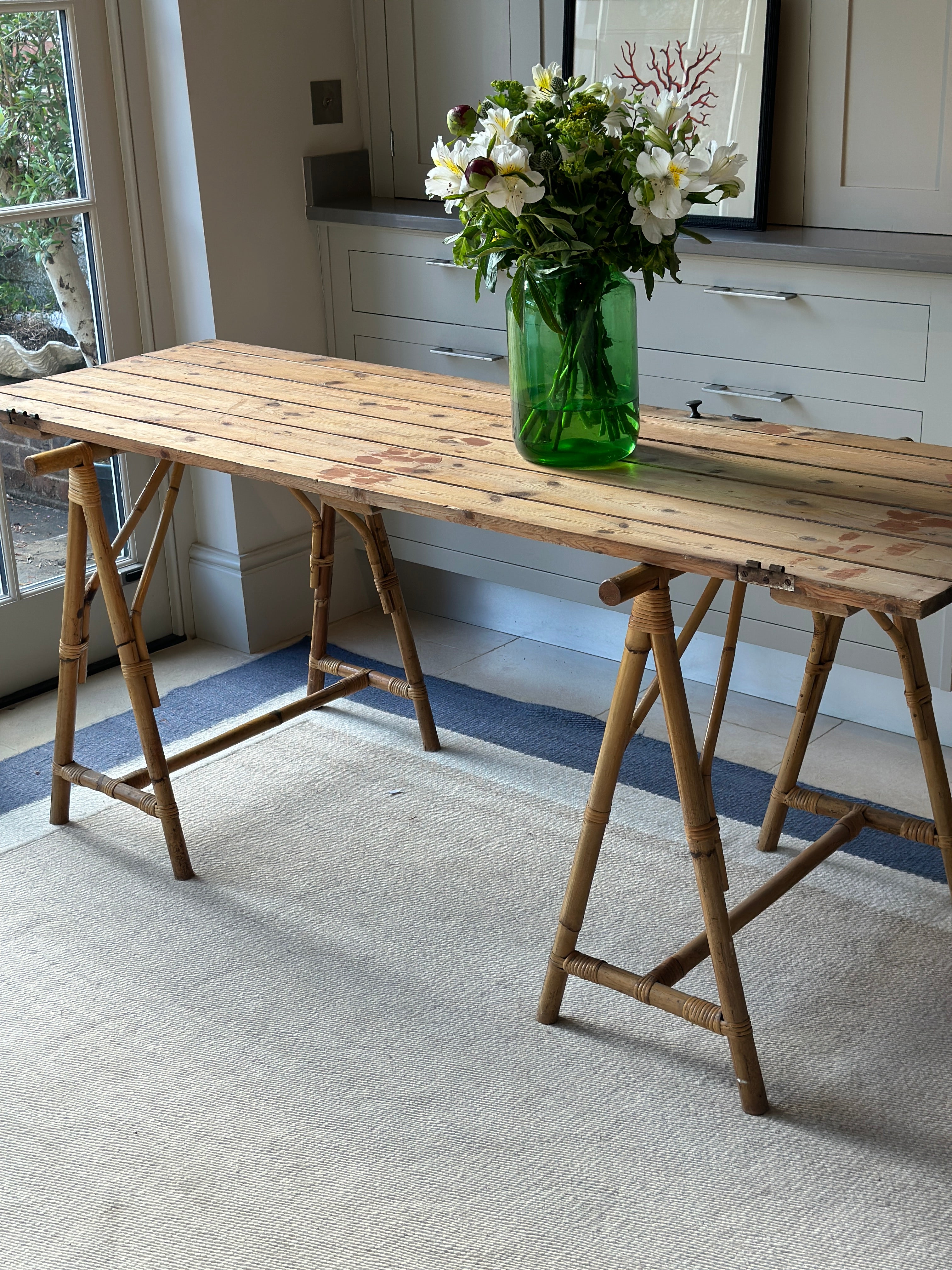 SALE* Bamboo Trestle Leg Table