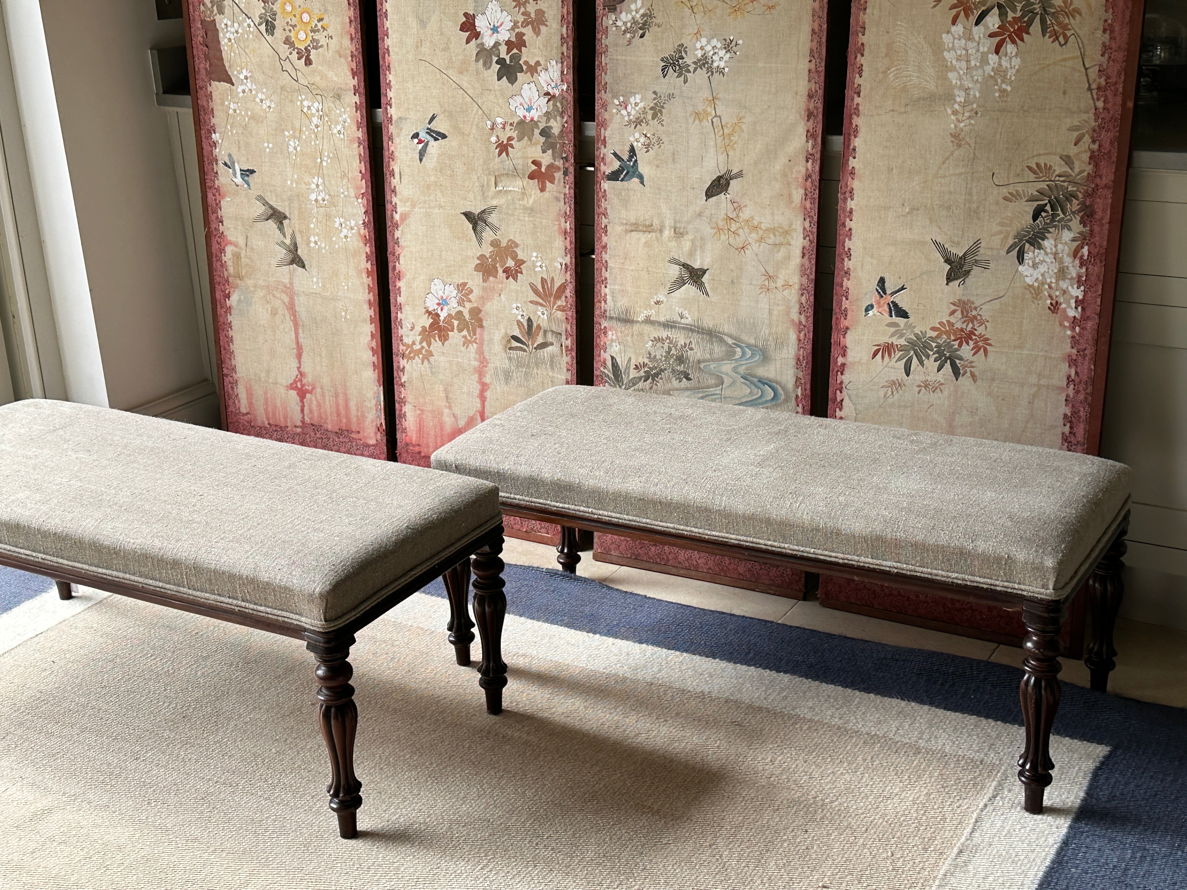 Pair of Large Upholstered Hall Bench’s