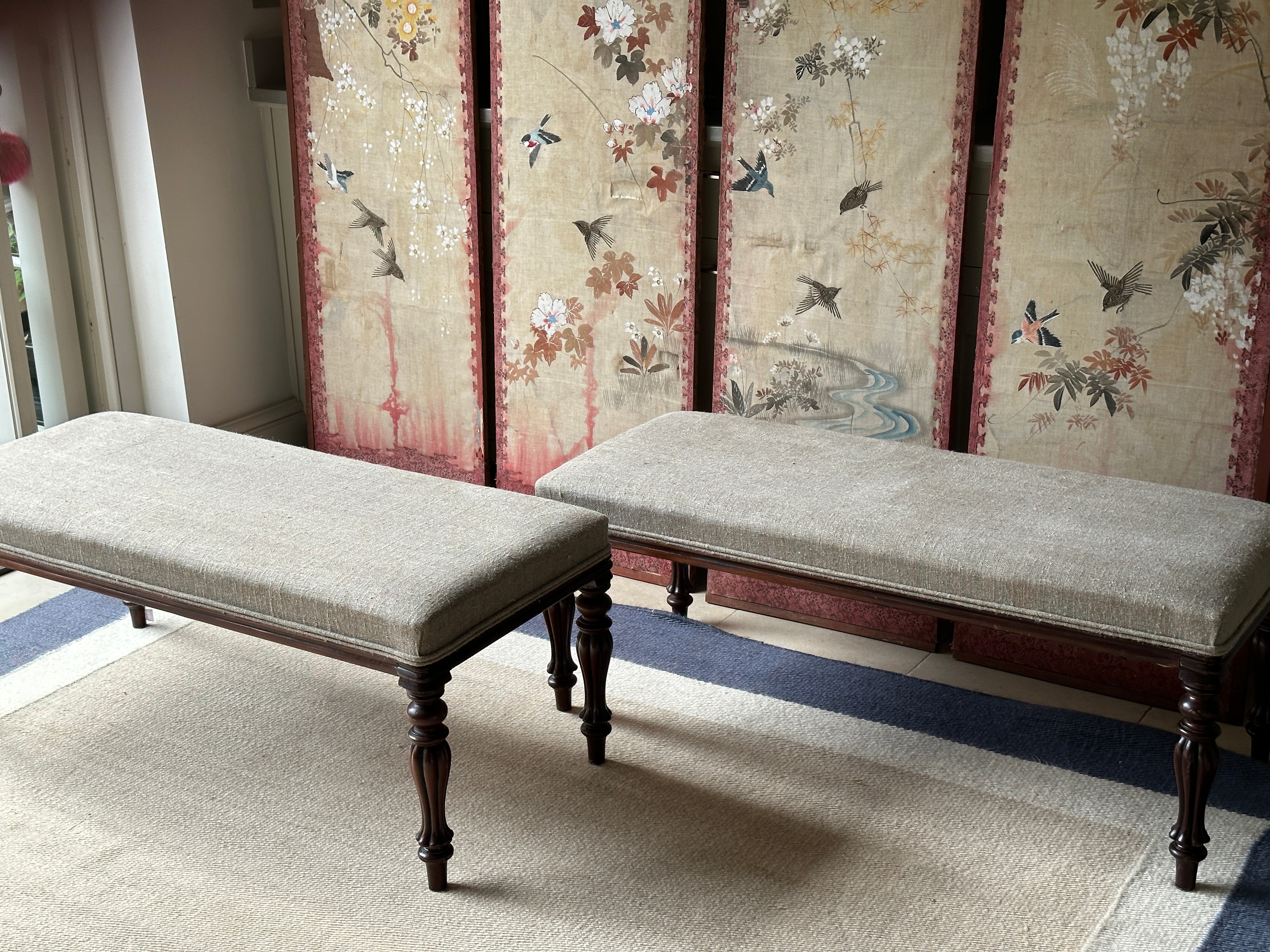 Pair of Large Upholstered Hall Bench’s