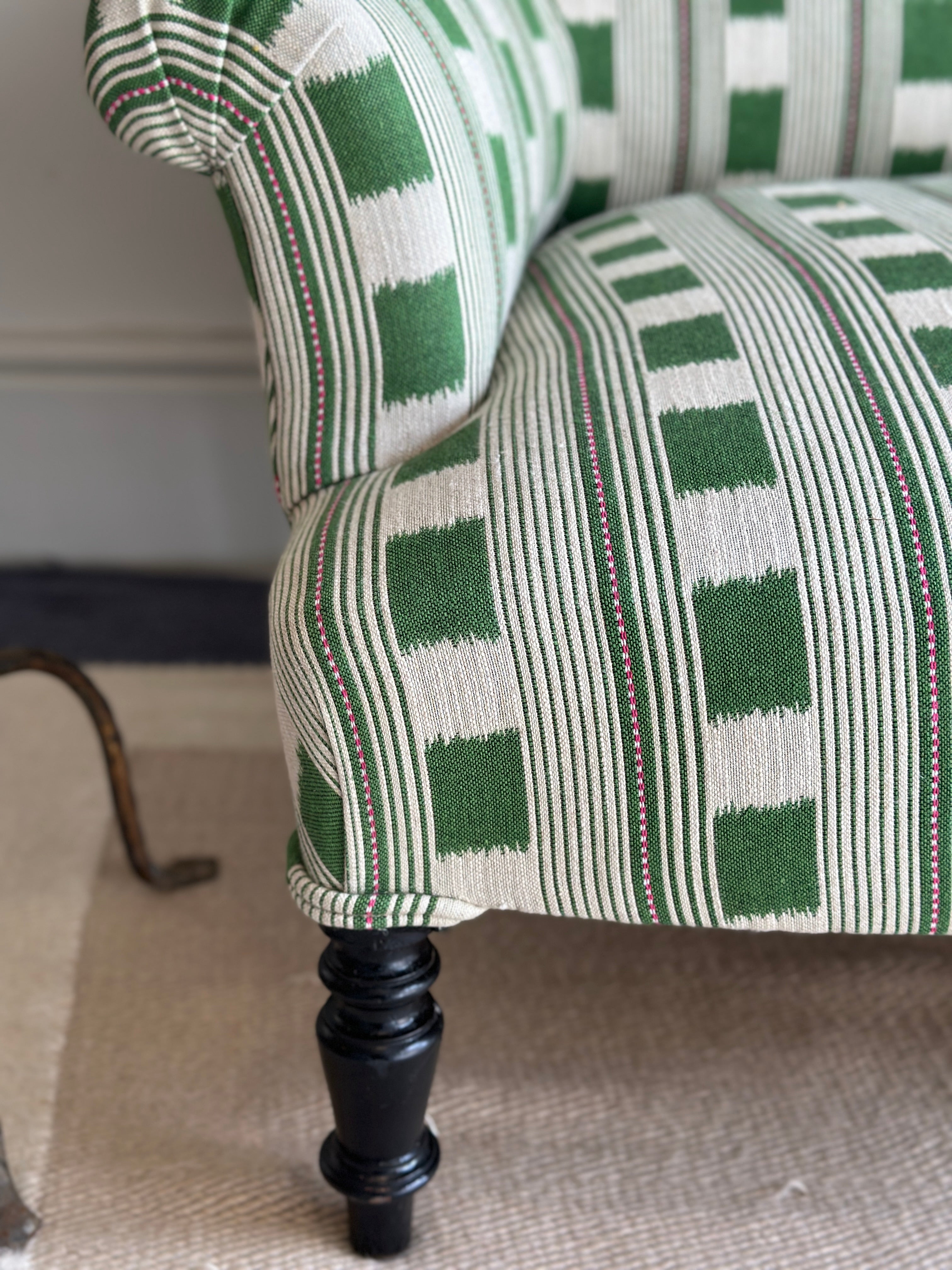 Small French Sofa in Lost and Found Green