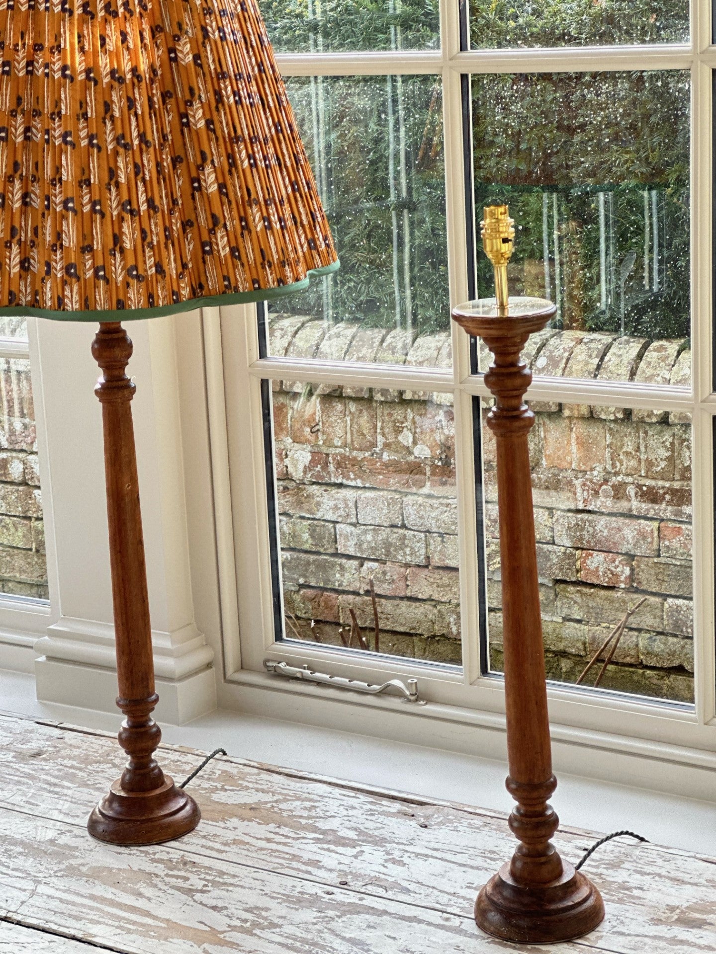 Pair of Tall Wooden Converted Table lamps