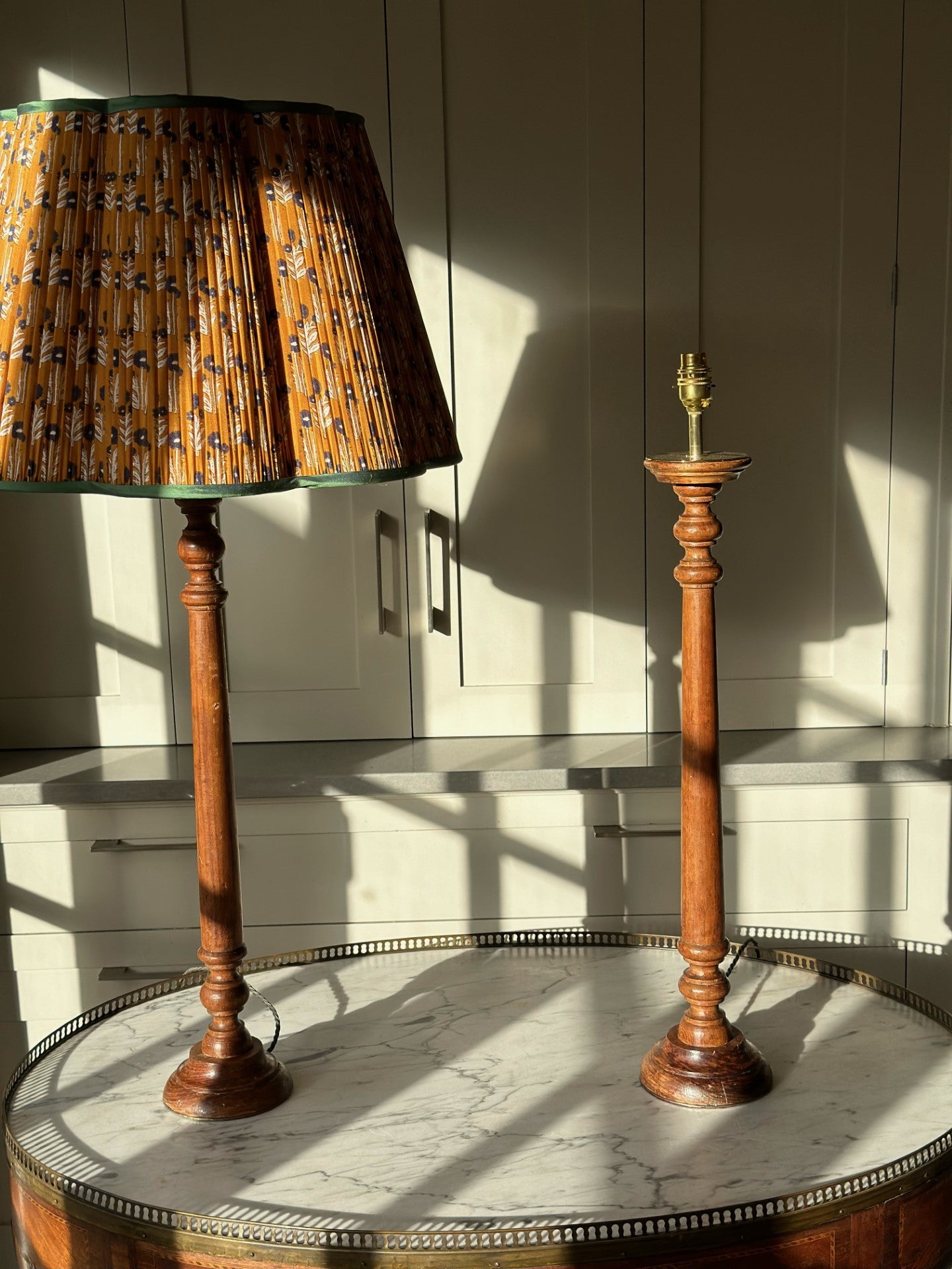 Pair of Tall Wooden Converted Table lamps