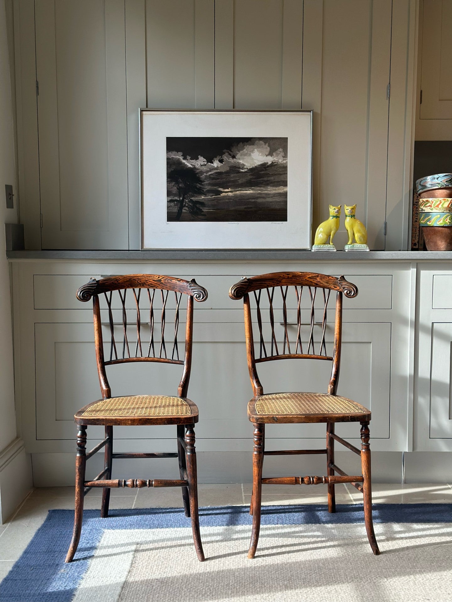 Rosewood and Cane Pair of Chairs