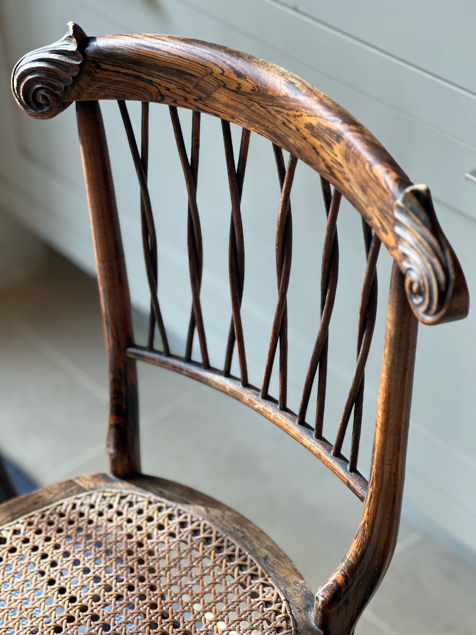 Rosewood and Cane Pair of Chairs