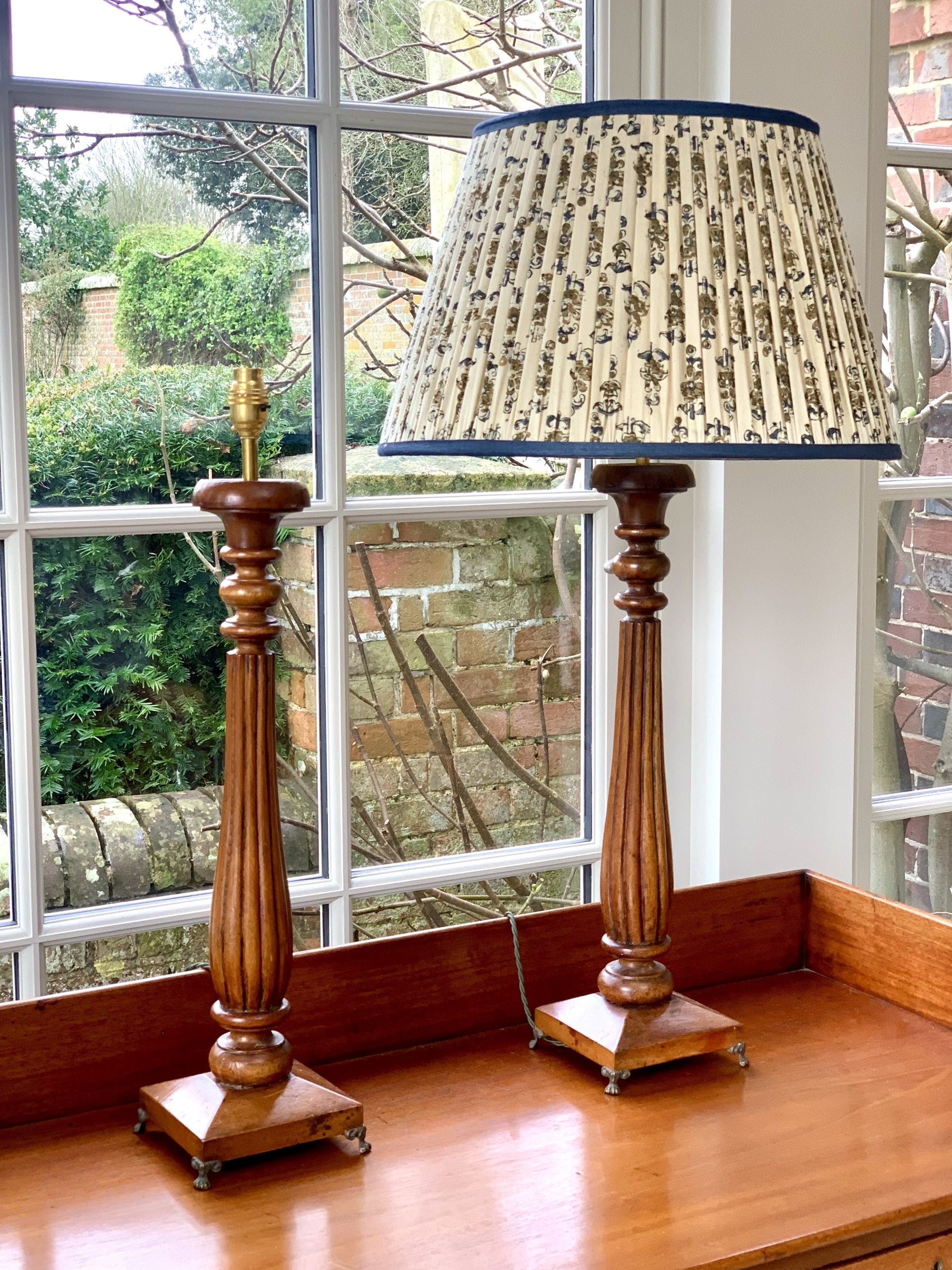 Pair of Tall Converted Wooden Table Lamps
