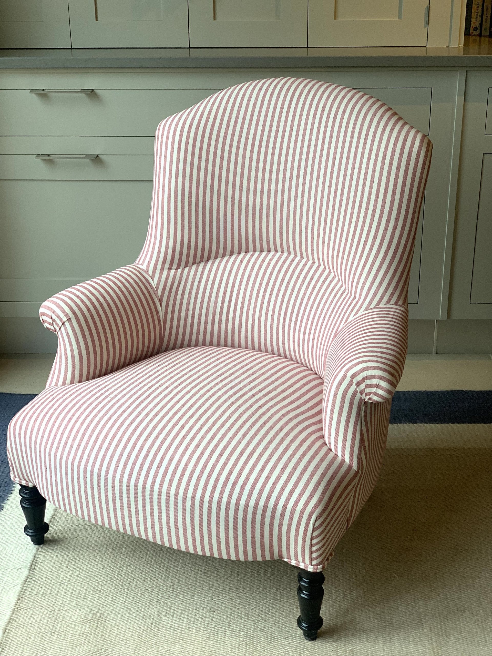 Nap III Chair in Red and White Ticking