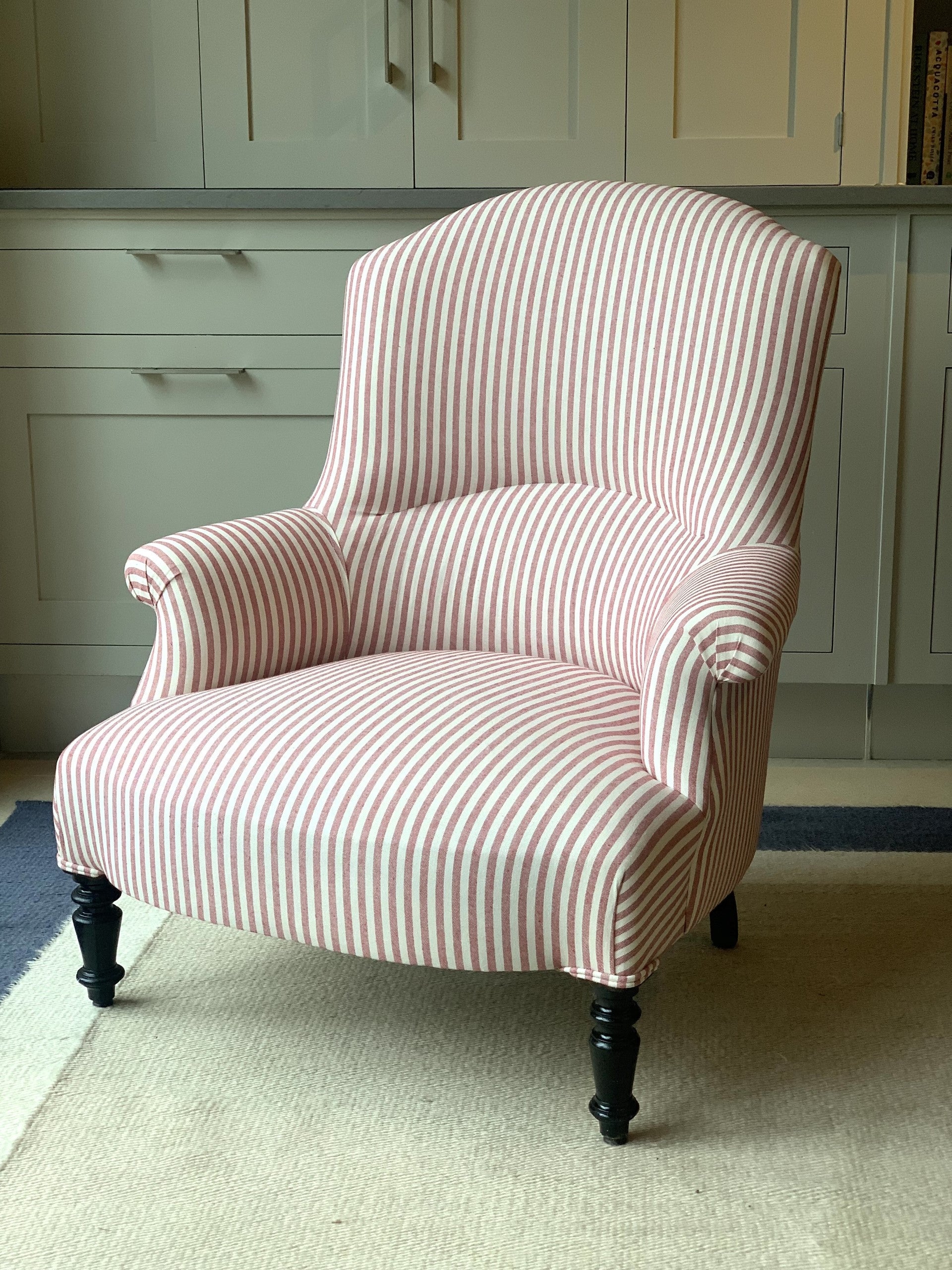 Nap III Chair in Red and White Ticking