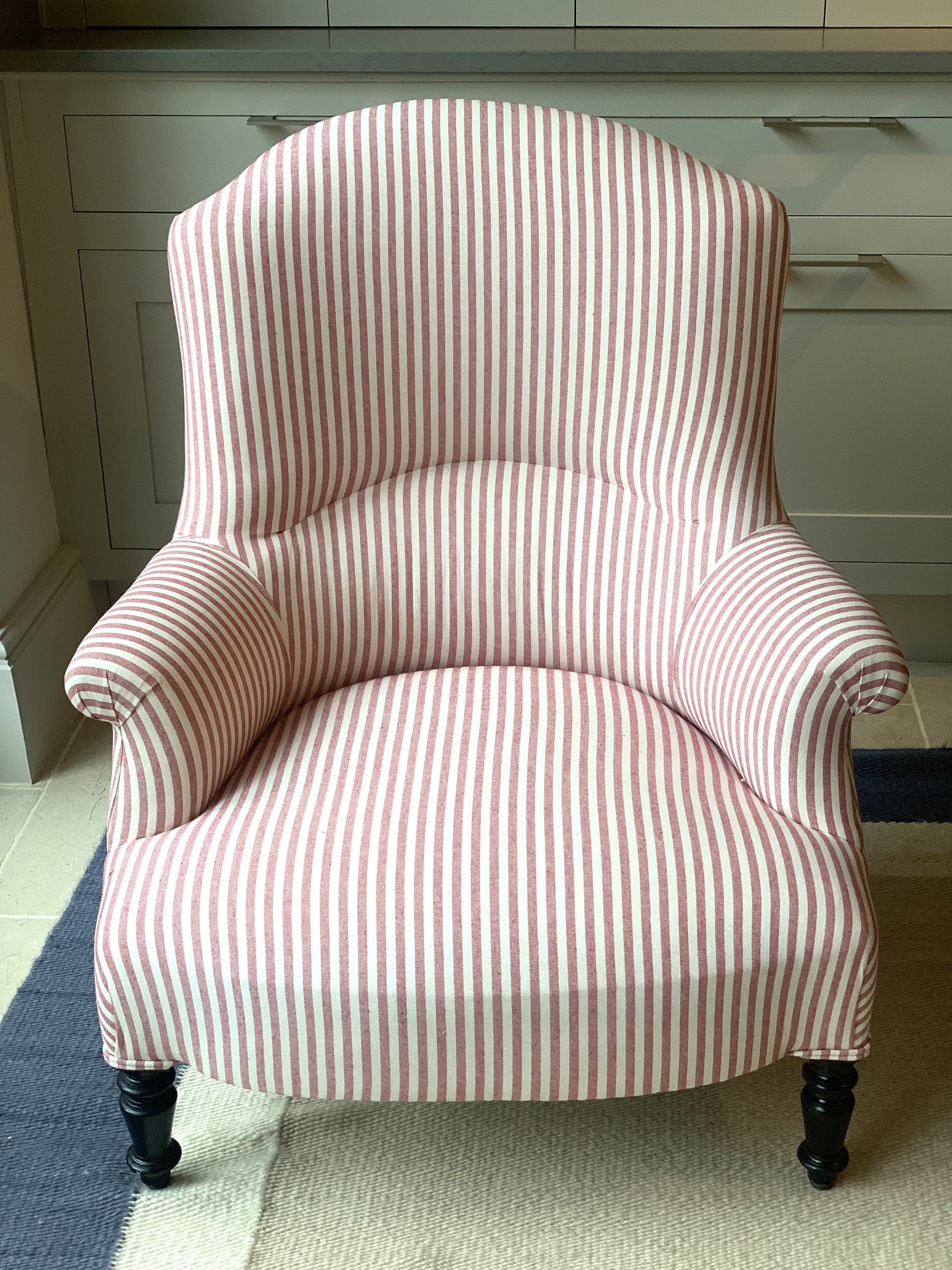 Nap III Chair in Red and White Ticking