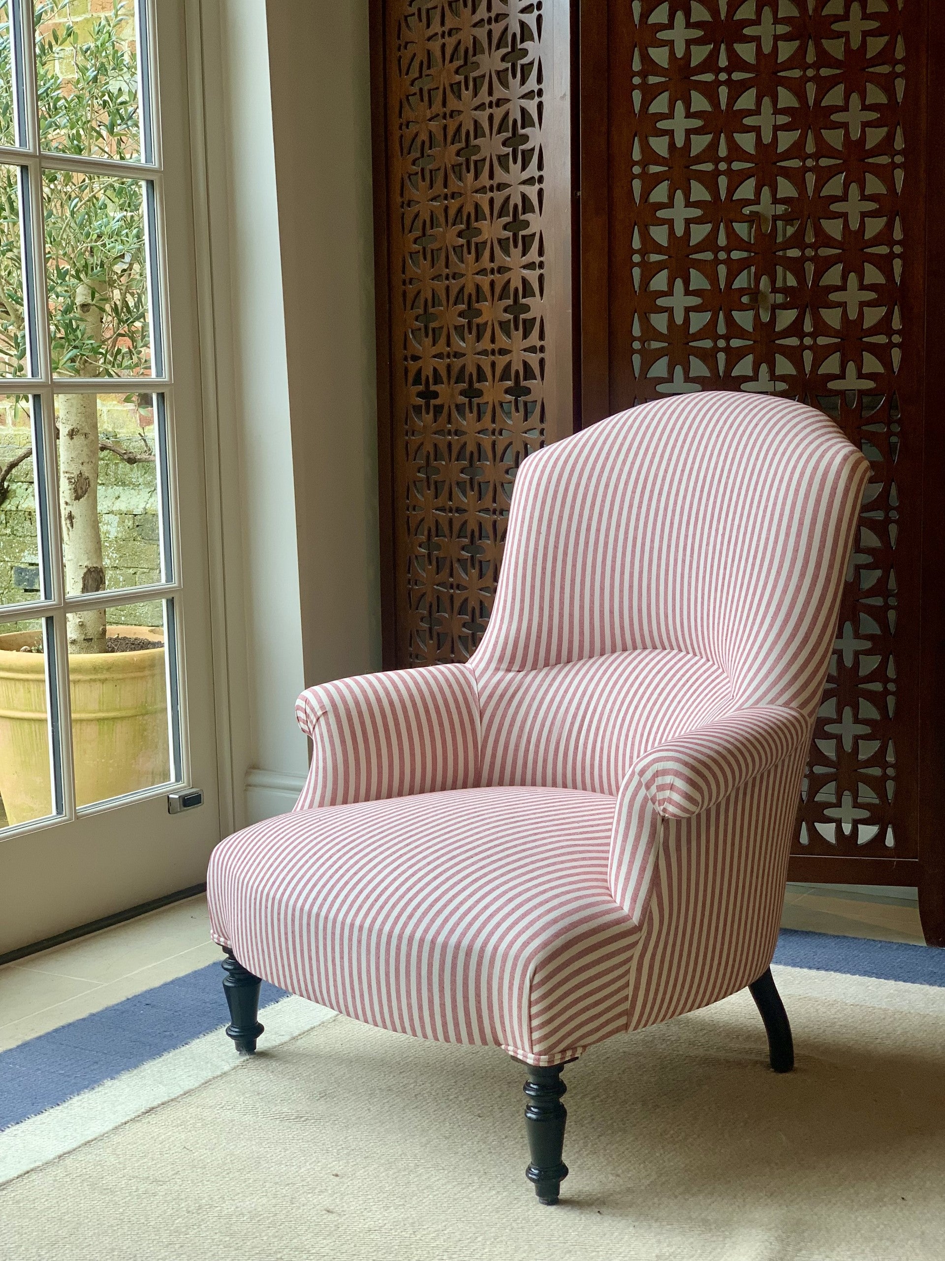Nap III Chair in Red and White Ticking