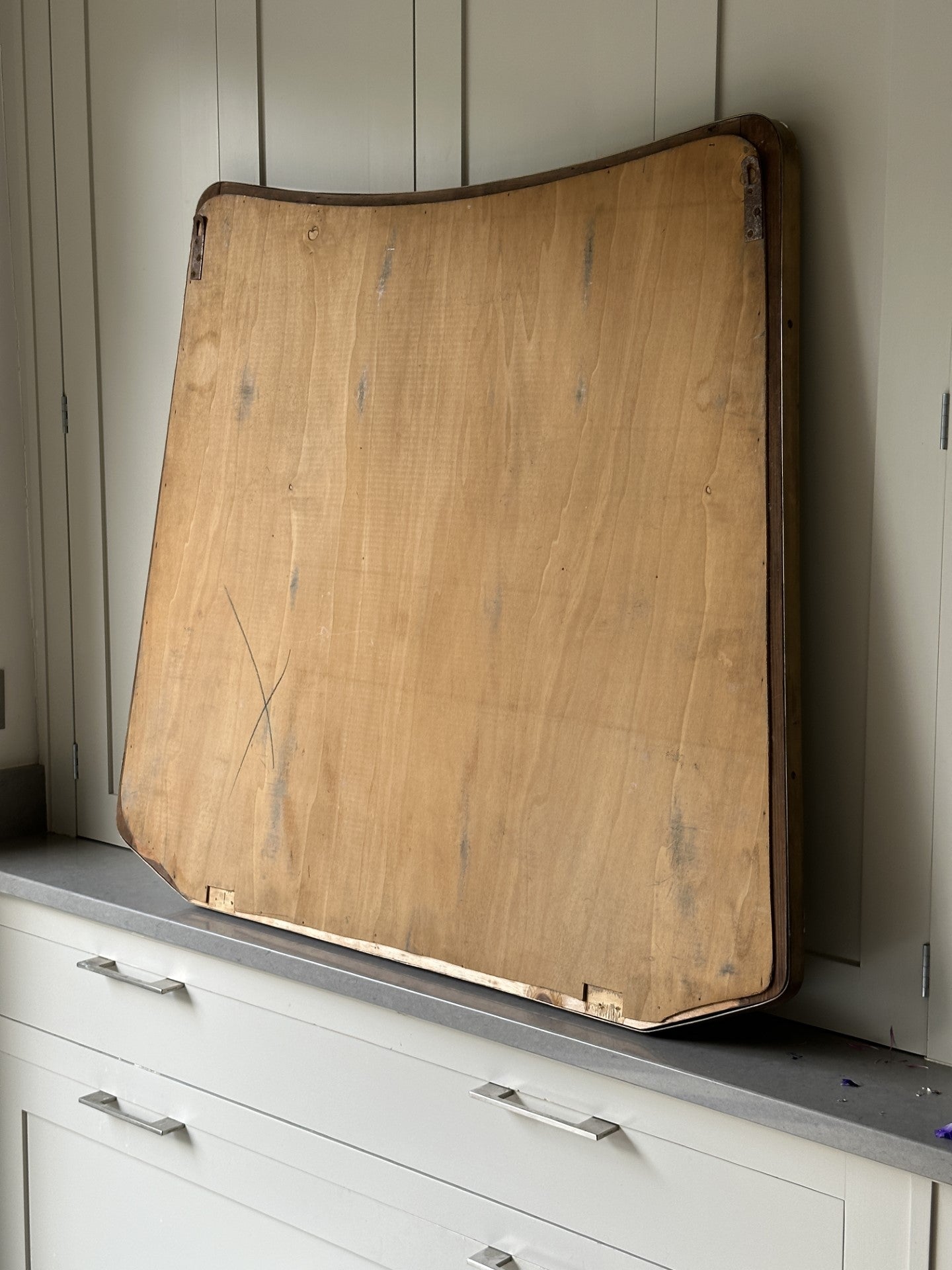 Large Mid Century Italian Shield Mirror in Brass