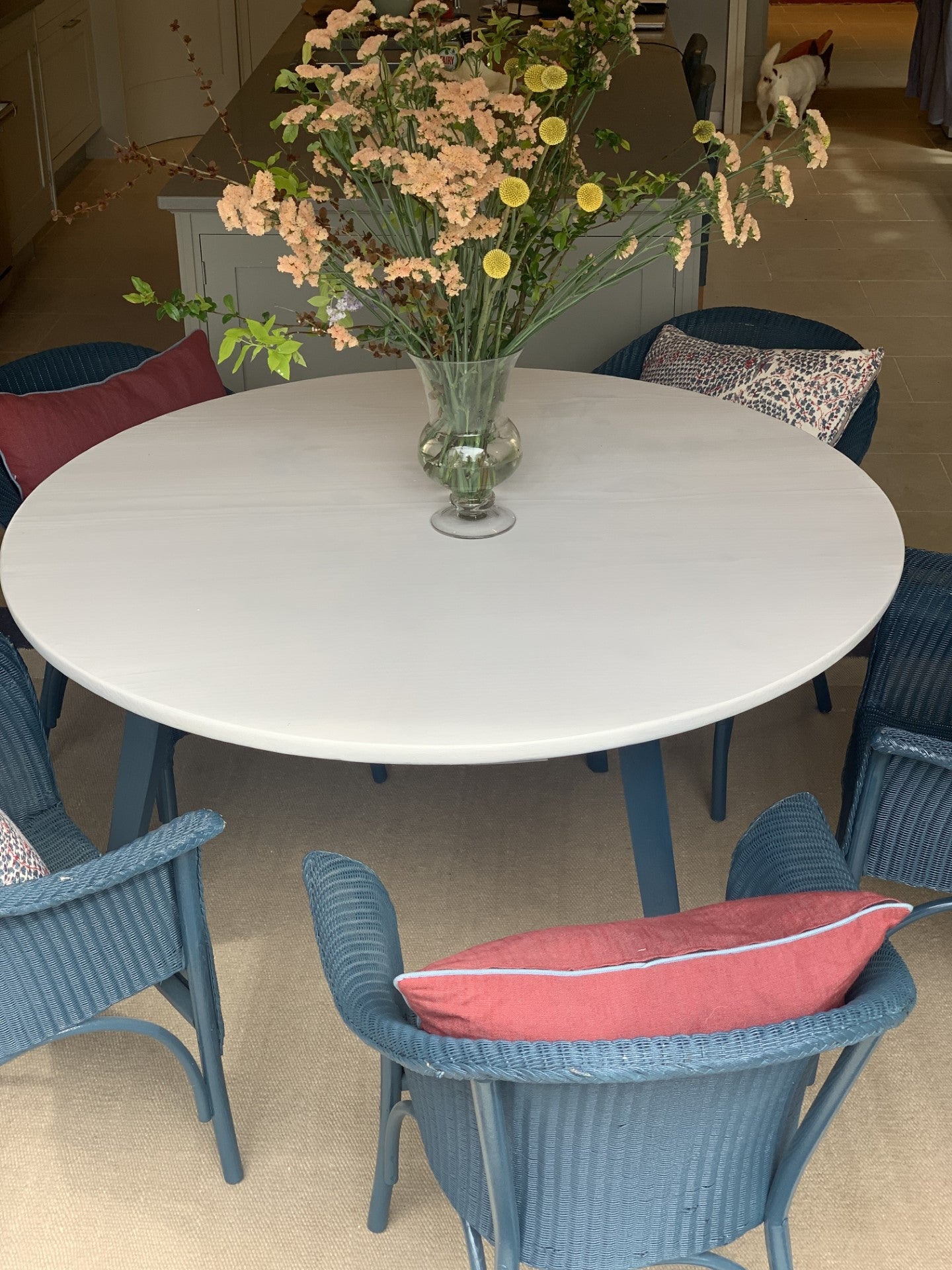 Large Painted Circular Cricket Table