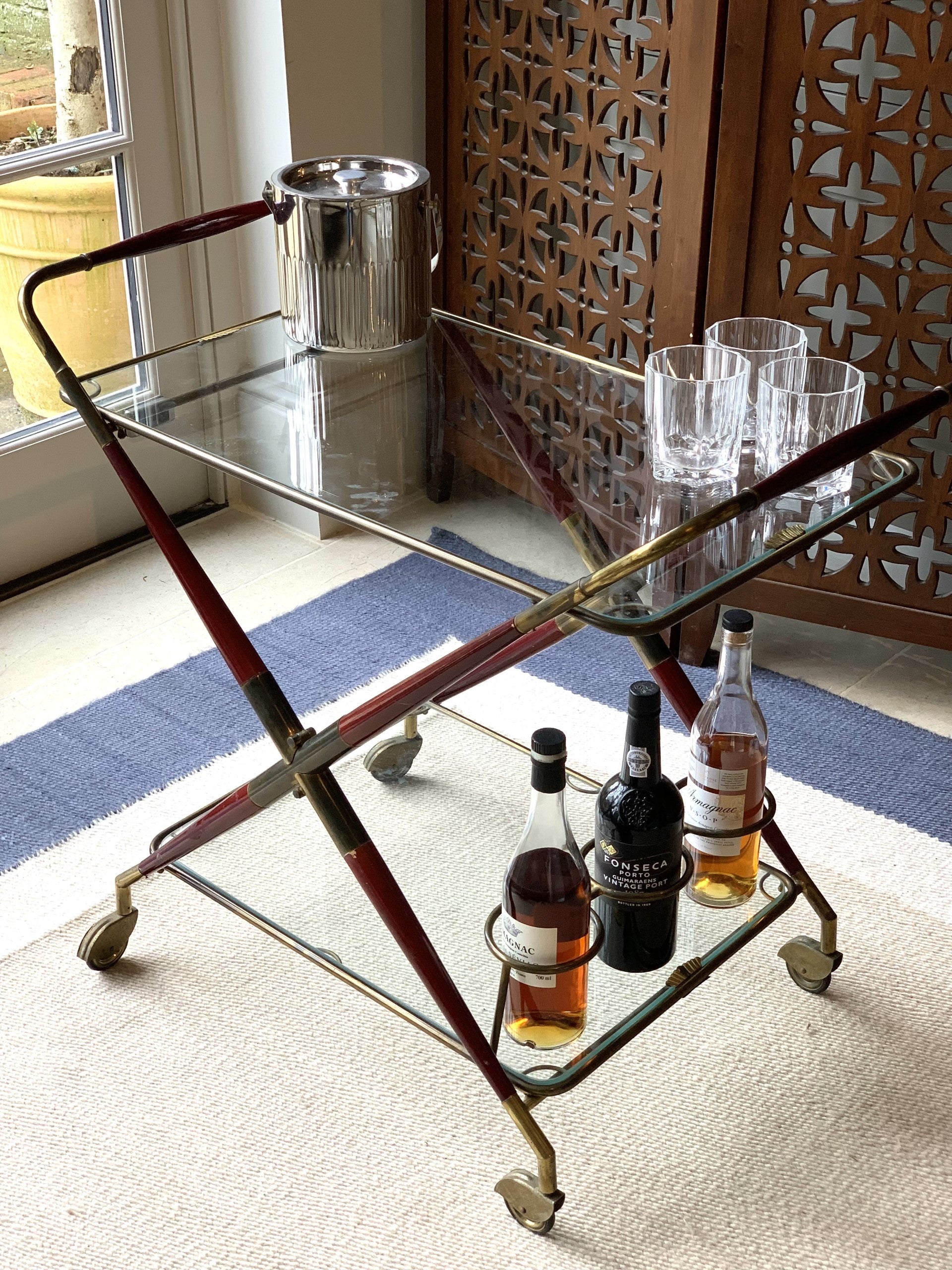Rare 1950's Foldable Italian Drinks Cart by Cesare Lecca