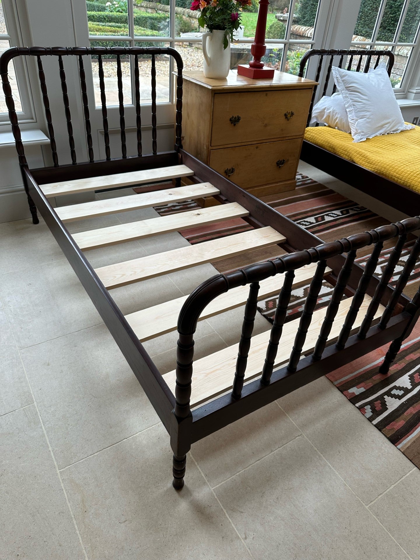 Pair of Single Wood Turned Beds