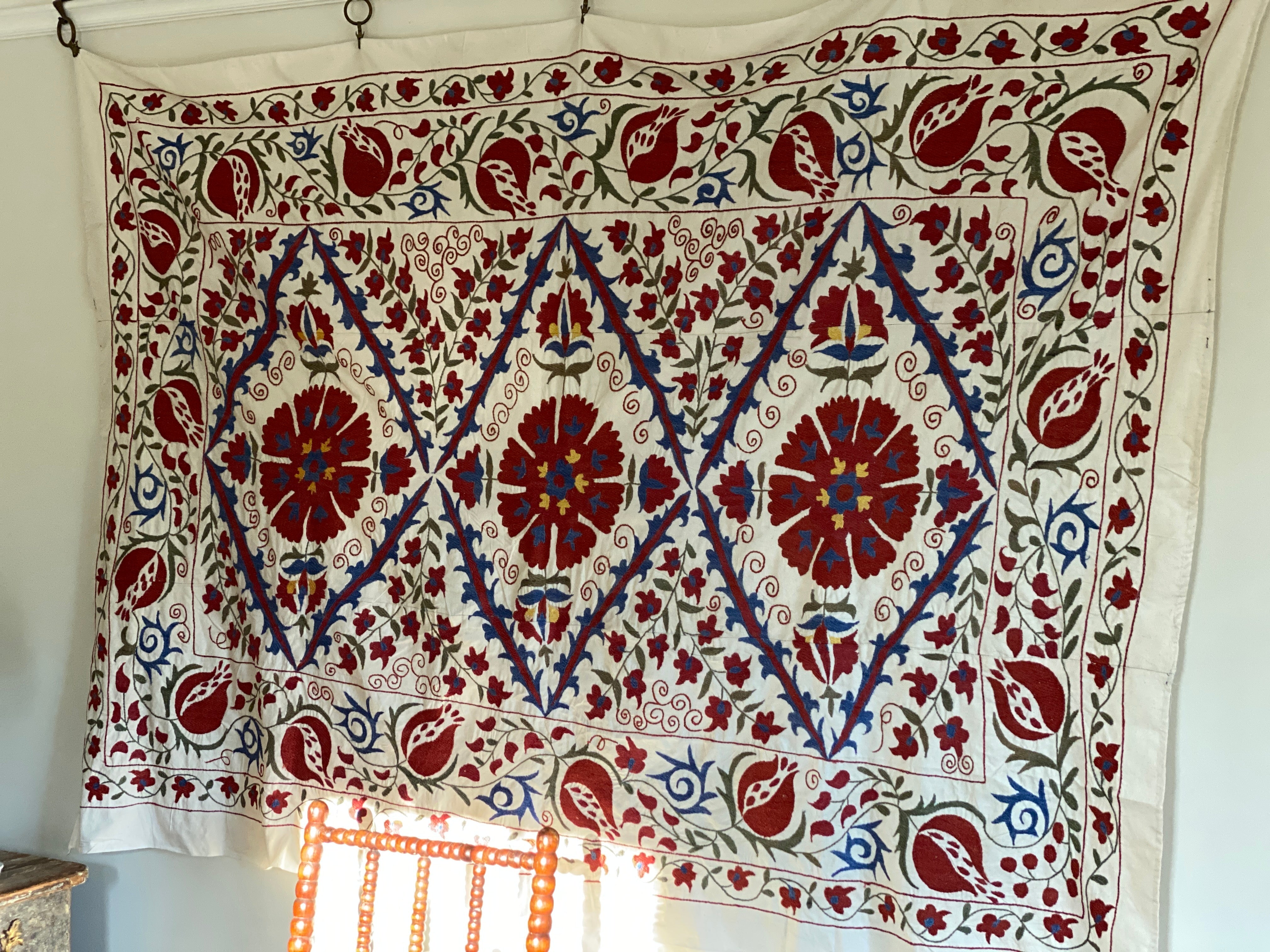 Vintage Cotton & Silk Embroidered Suzani