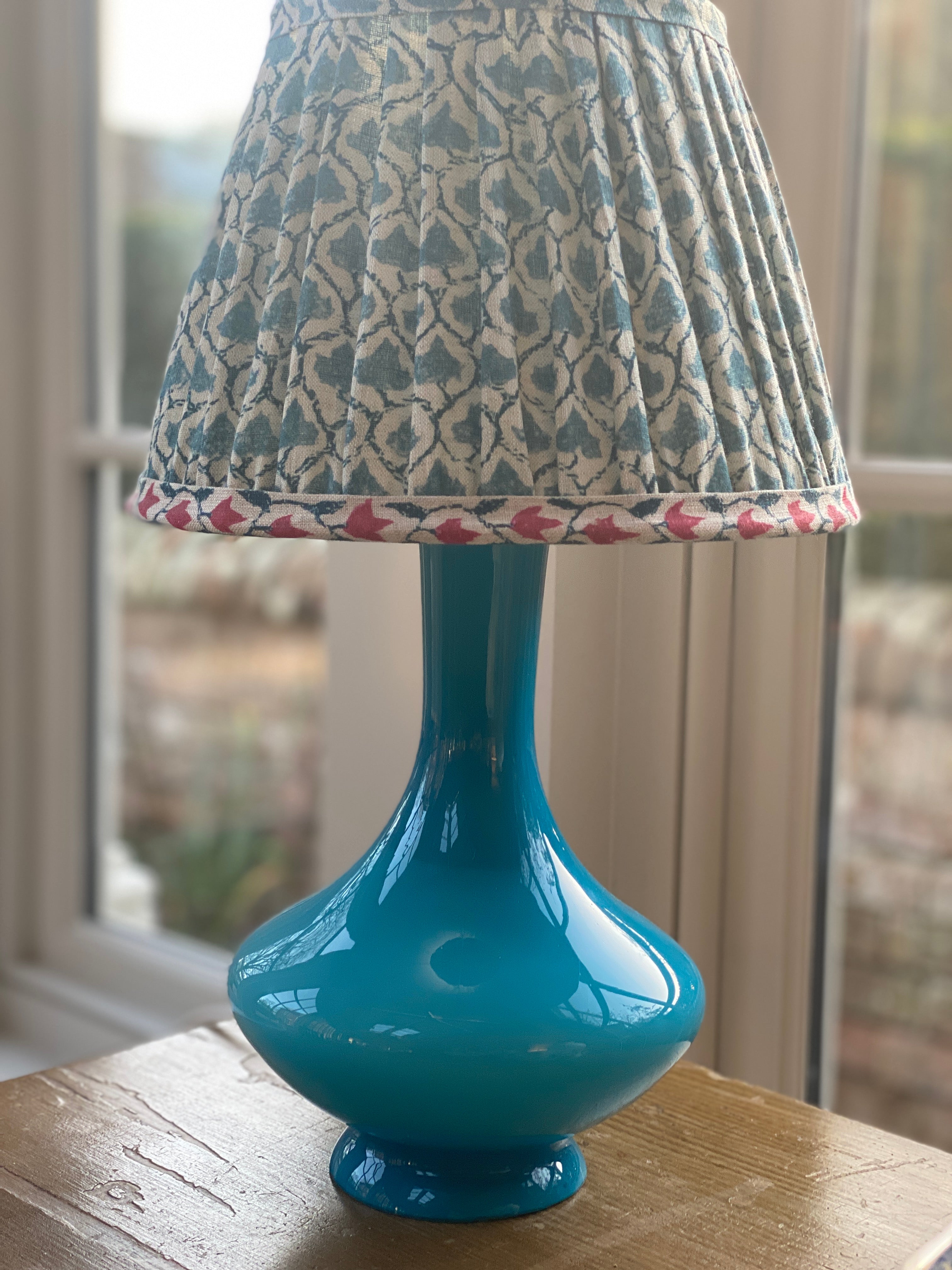 Small vintage Holmegaard Turquoise table lamp