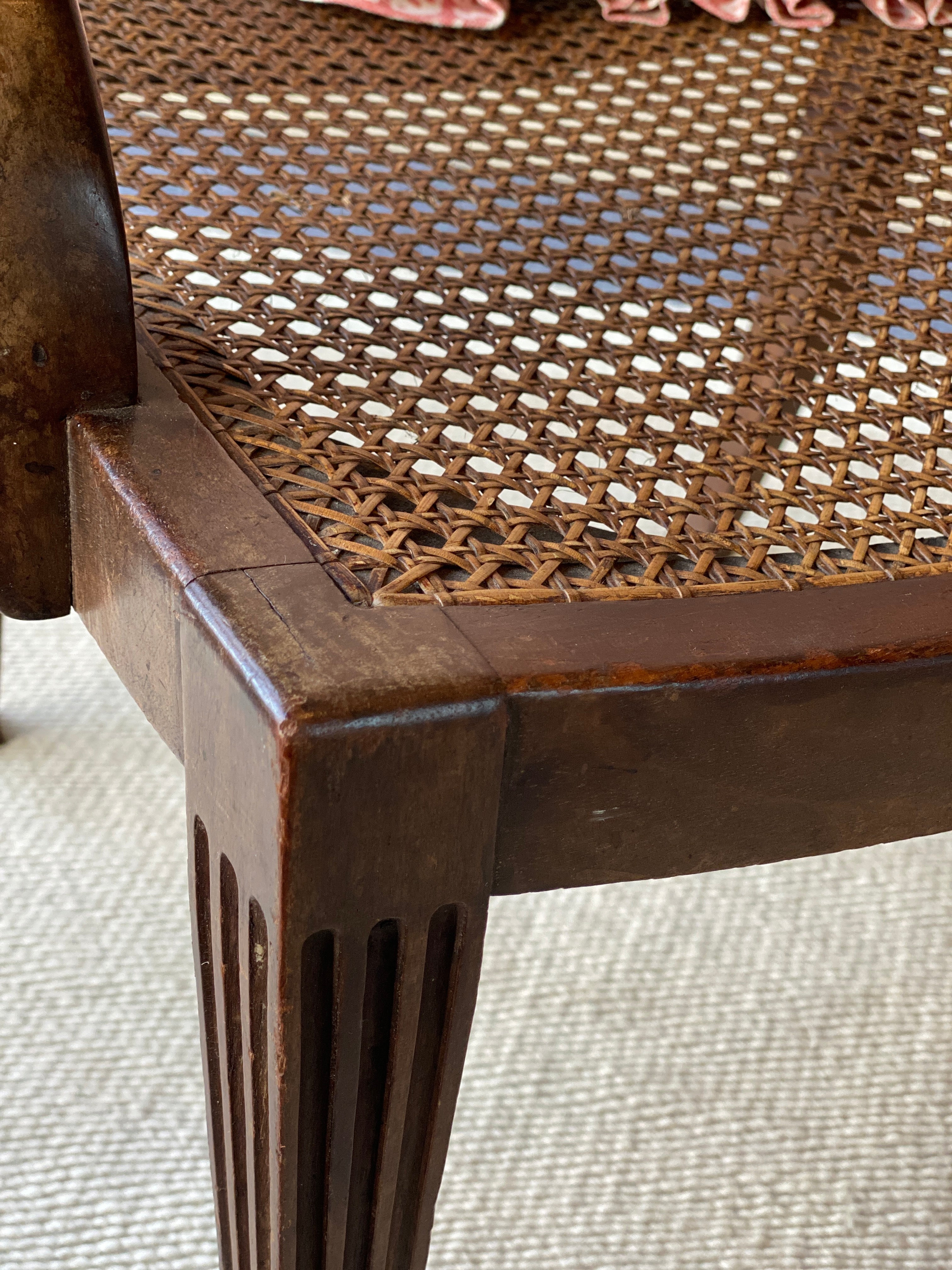 Large walnut and cane arm chair