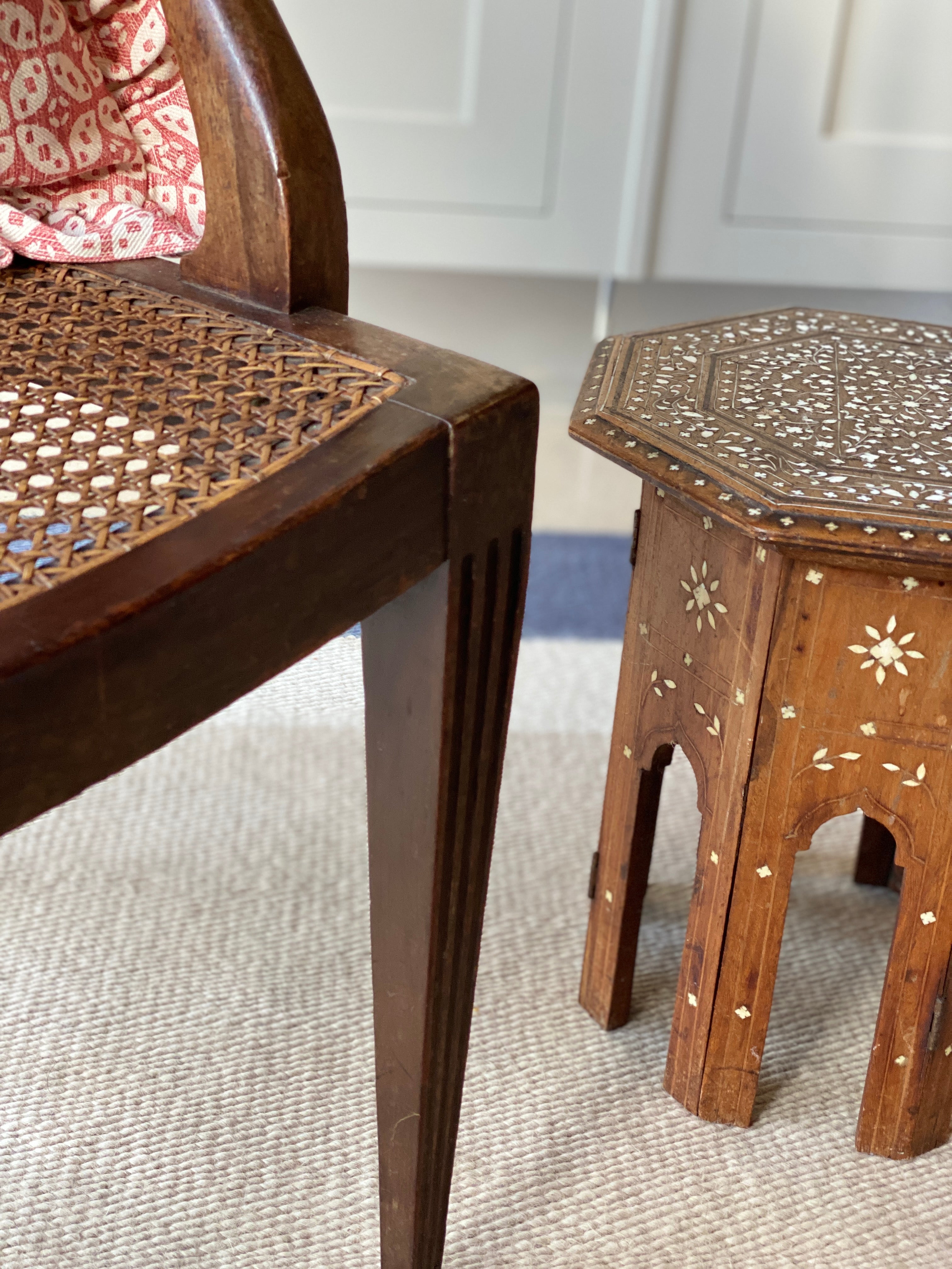 Large walnut and cane arm chair