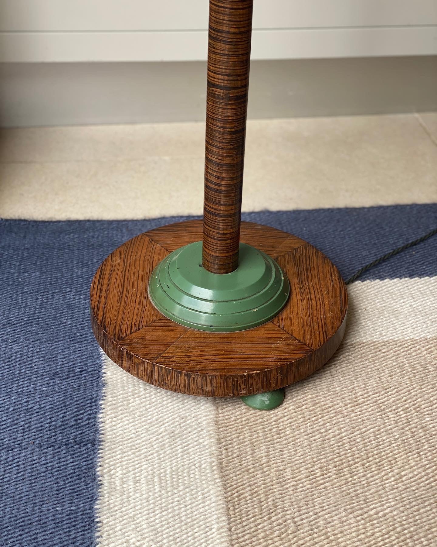 Faux Macassar Standard Lamp with Green Accents