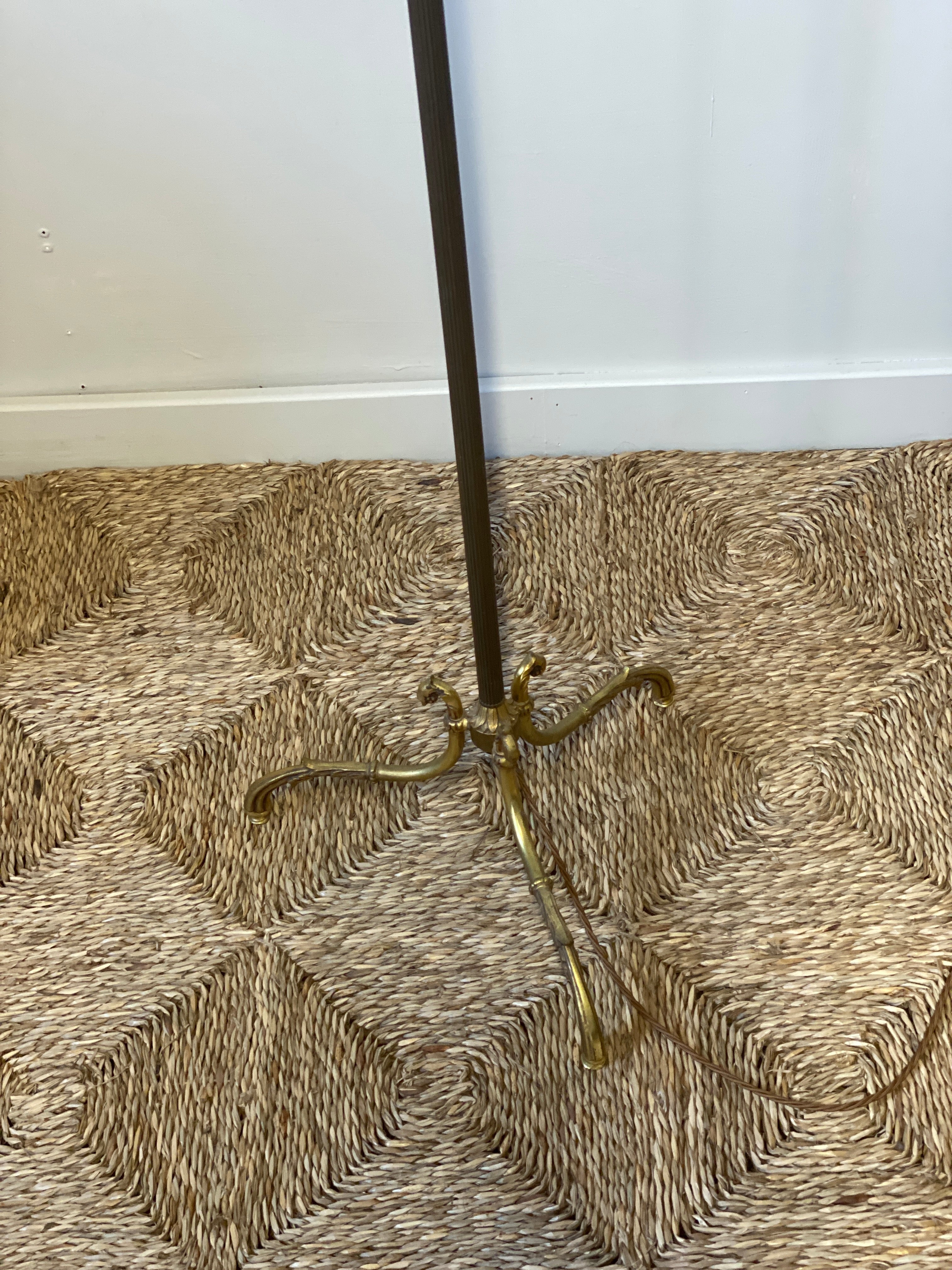 French Mid-Century Brass Standard Lamp