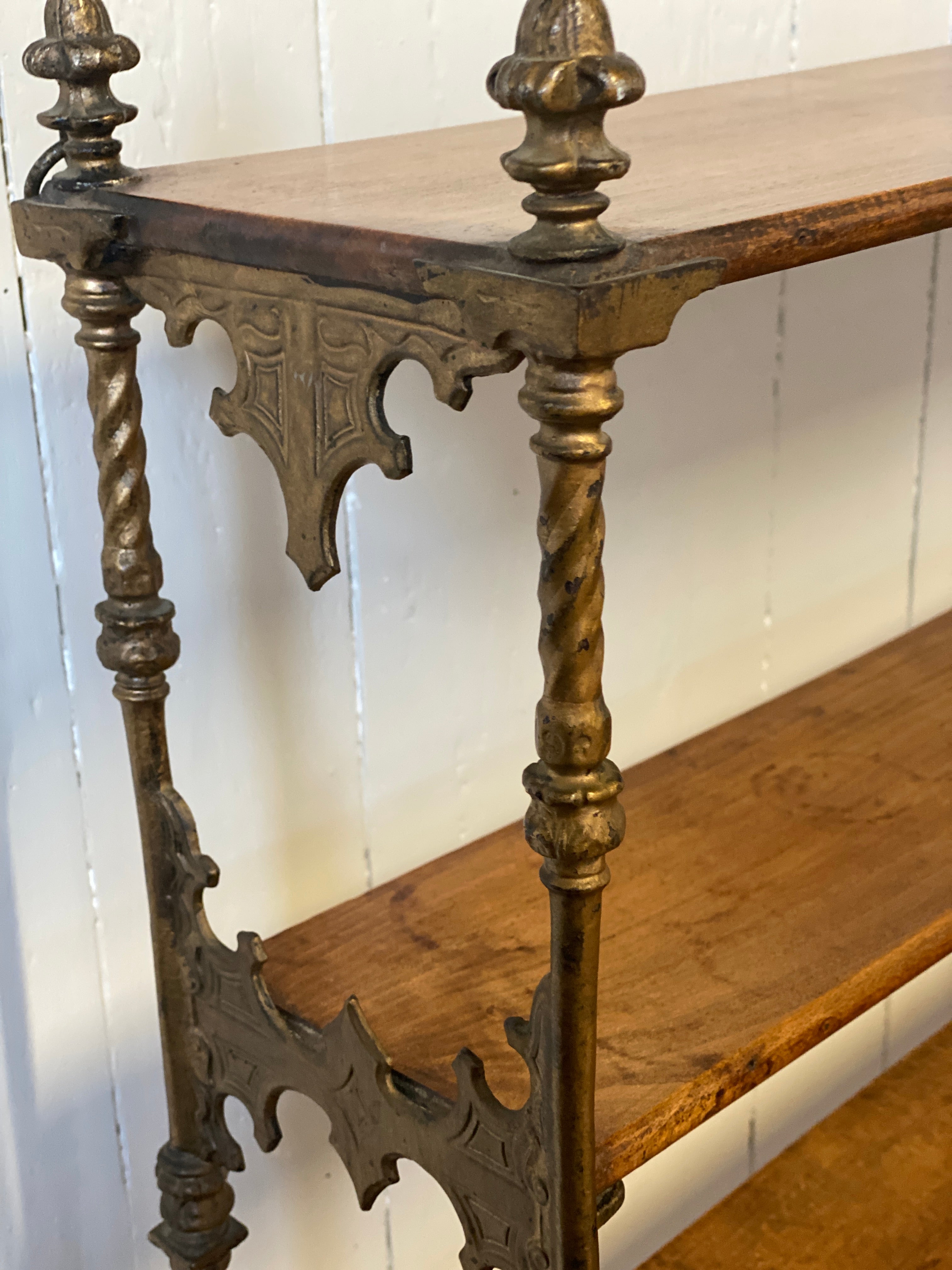 Pretty French wood and brass etagere
