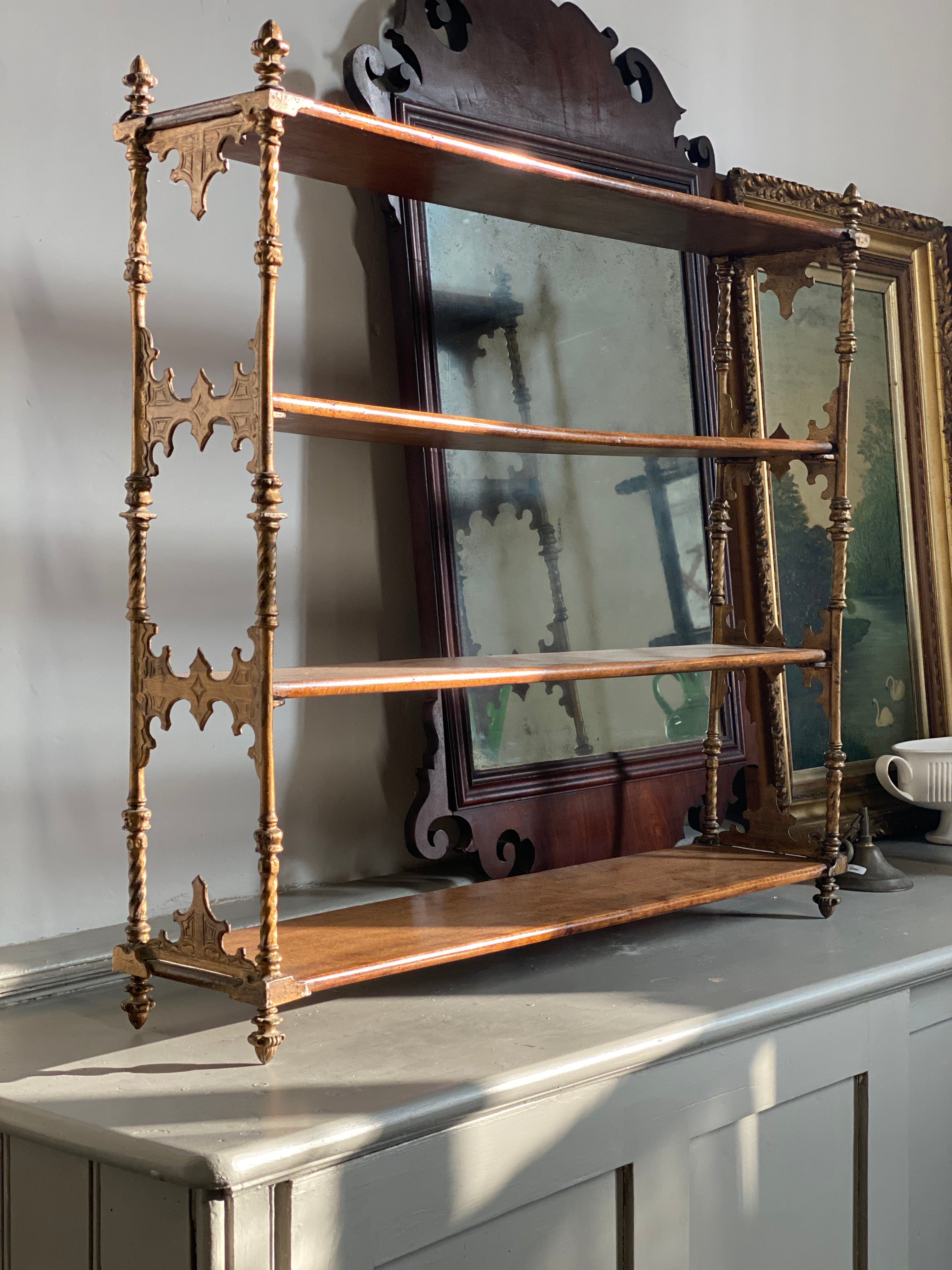 Pretty French wood and brass etagere