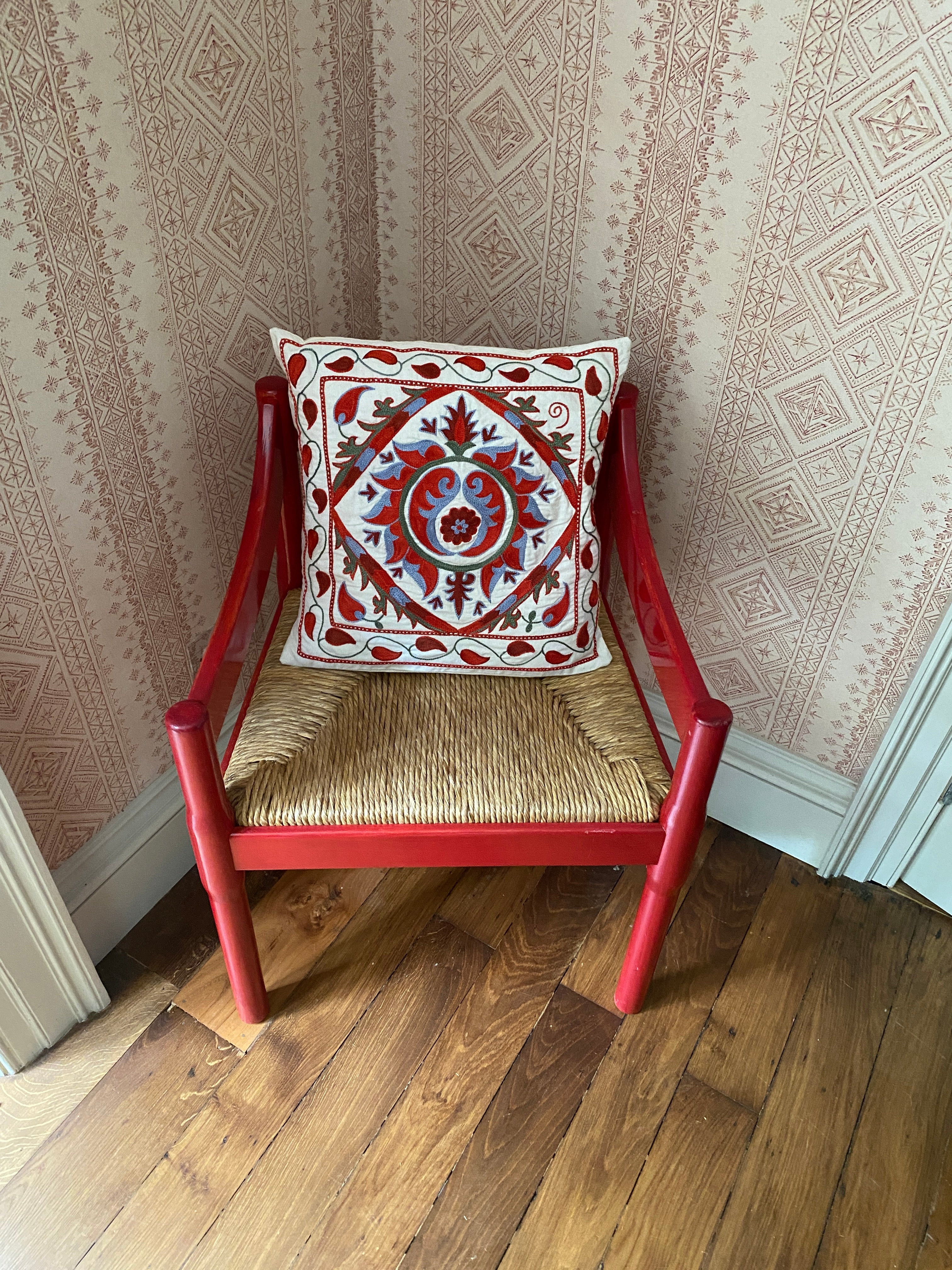 RESERVED. Vintage Red Carimate chair by Vico Magistretti