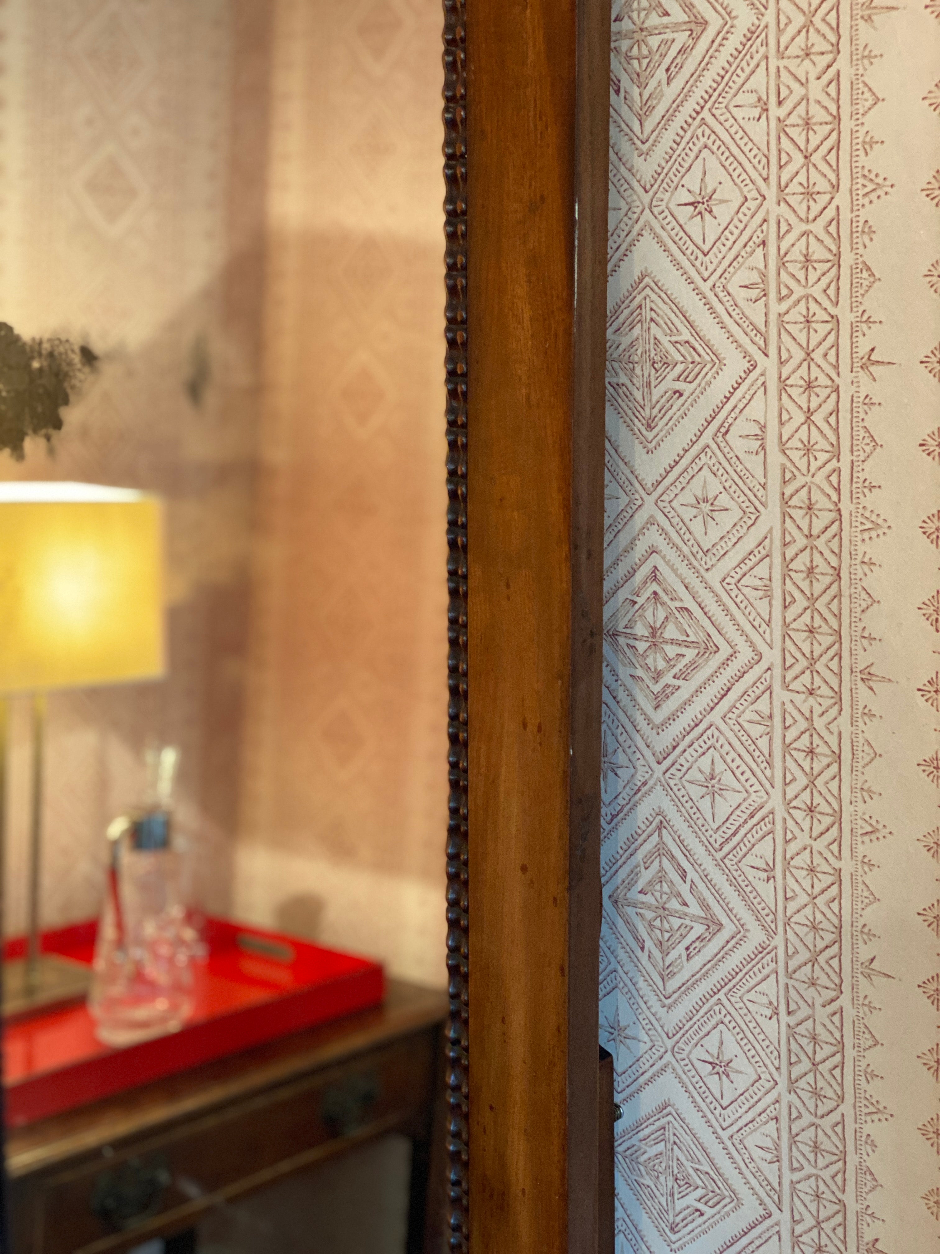 Tall mahogany Arched Mirror with lovely double pattern