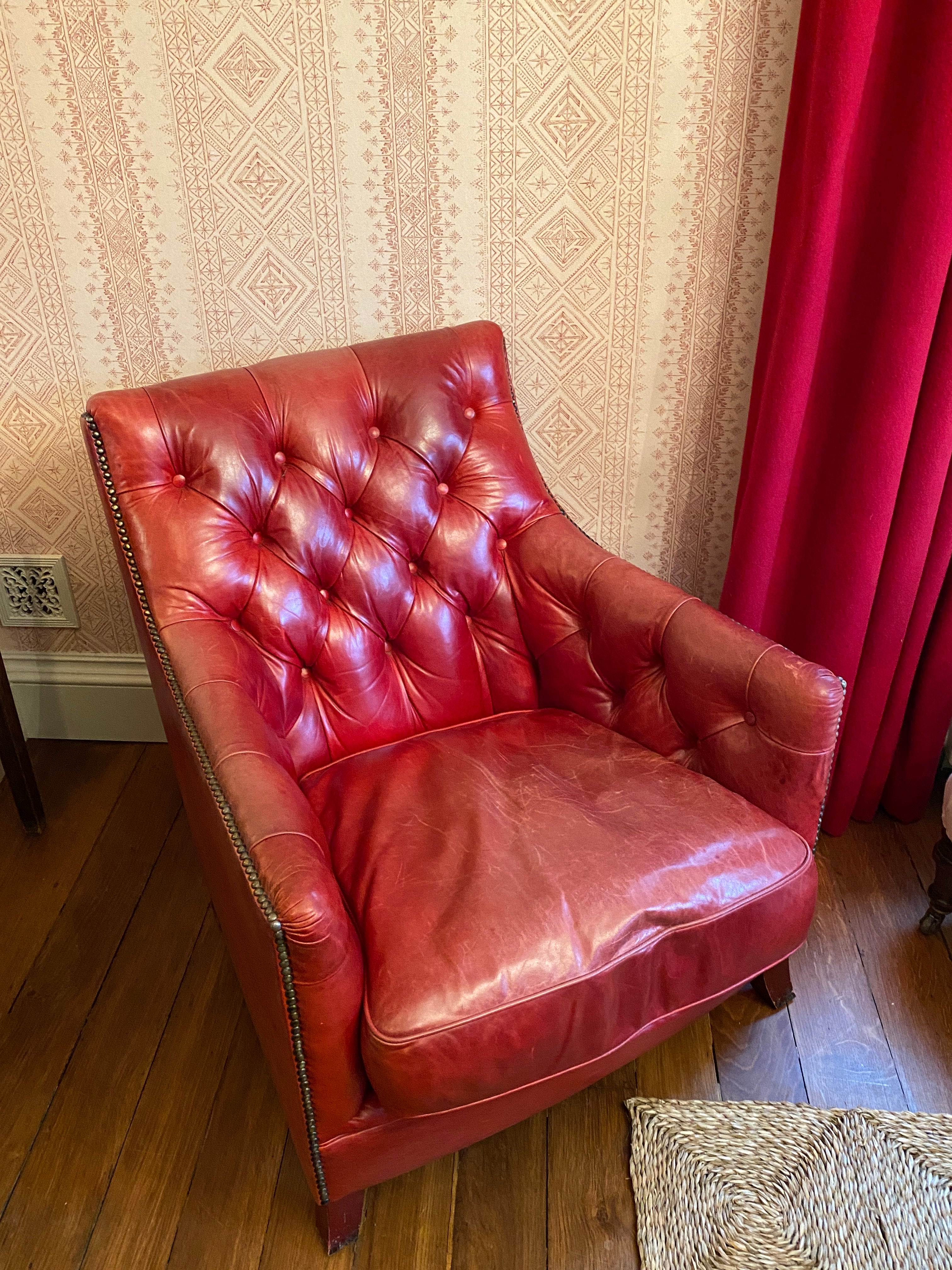 Late C20th Red Leather Club Chair