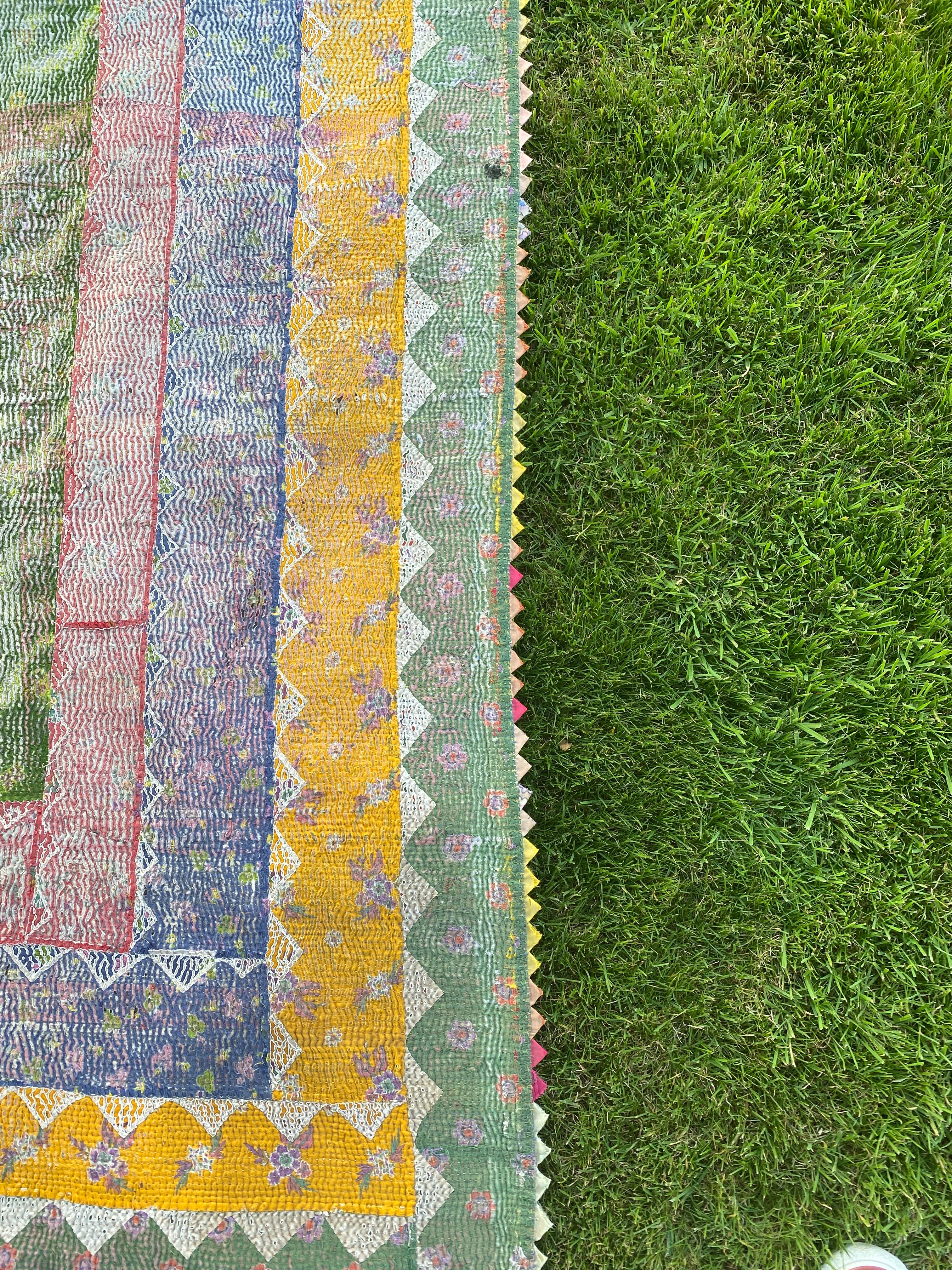 Colourful Antique Kantha Bedspread