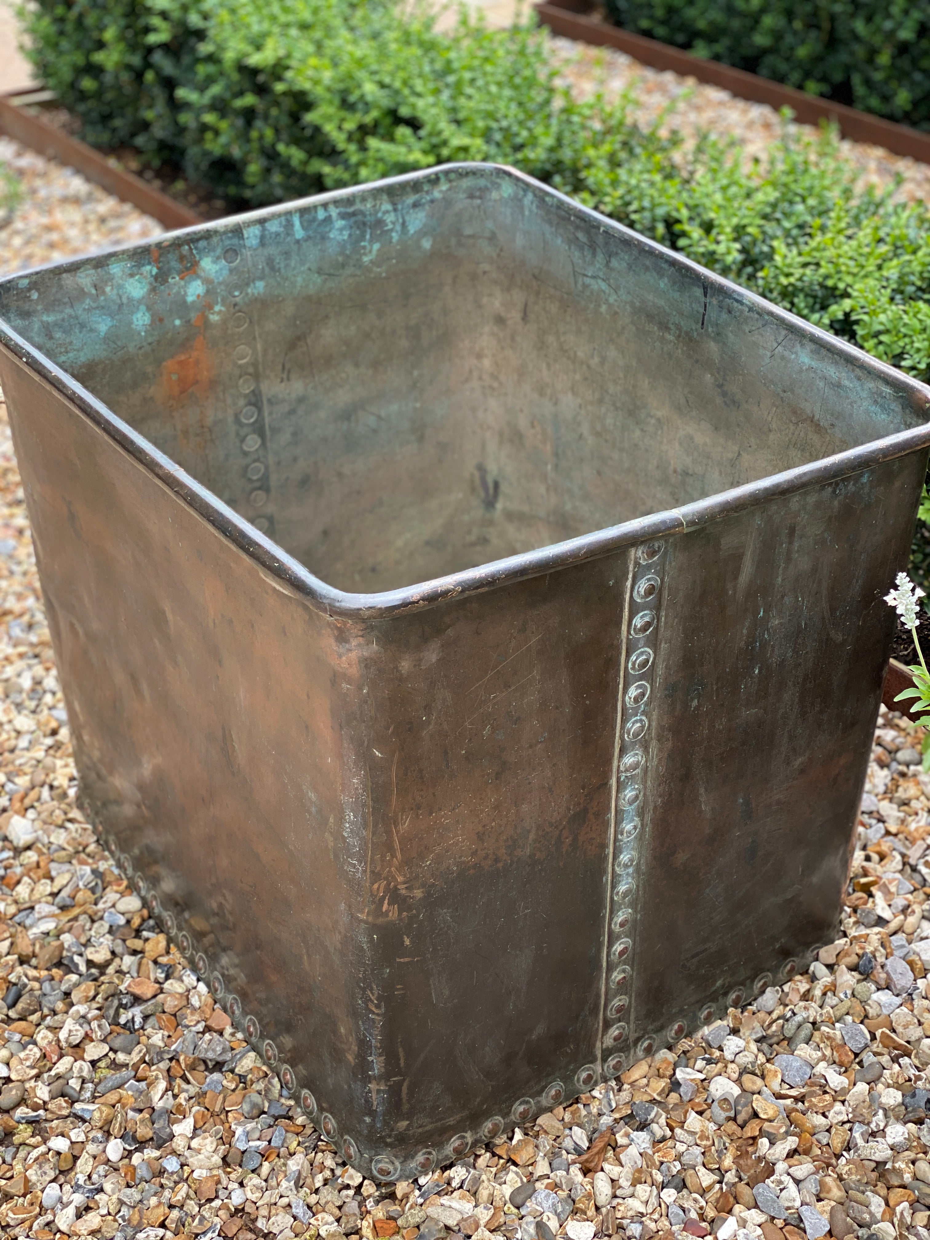 Large  Solid Copper Planter with rivets
