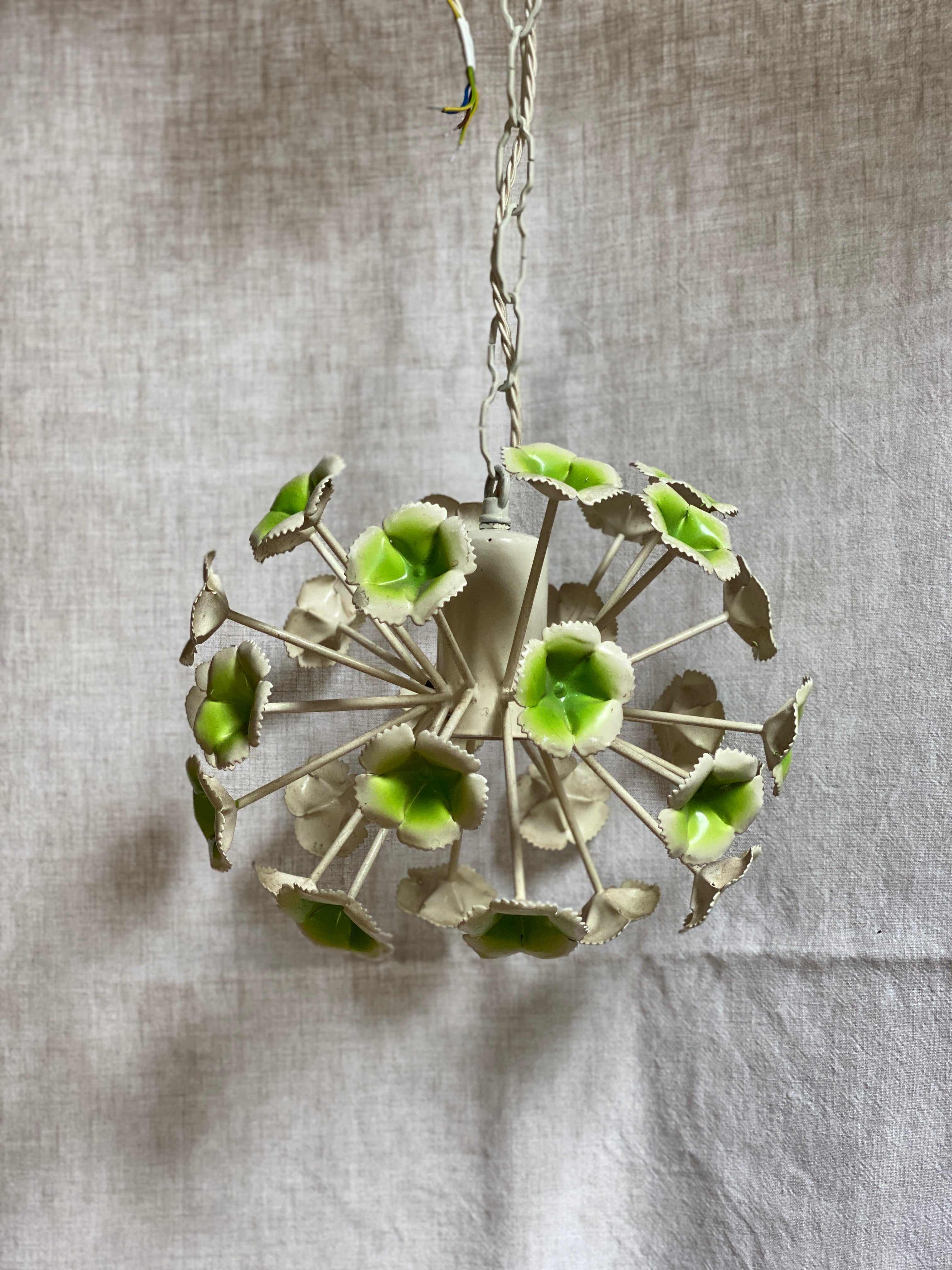 Small Continental Toleware floral hanging pendant