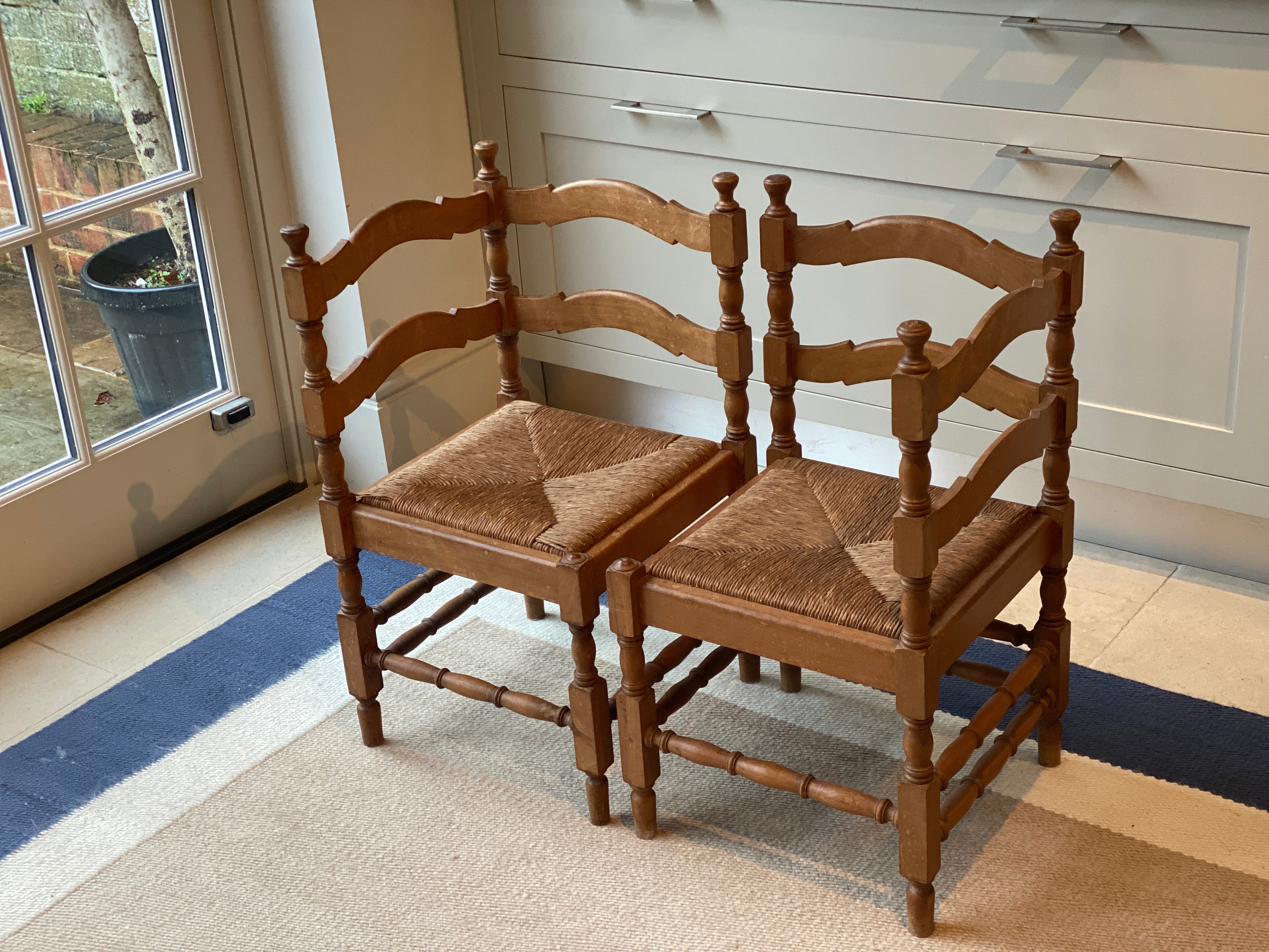 Pair of Honeyed Oak Corner Chairs