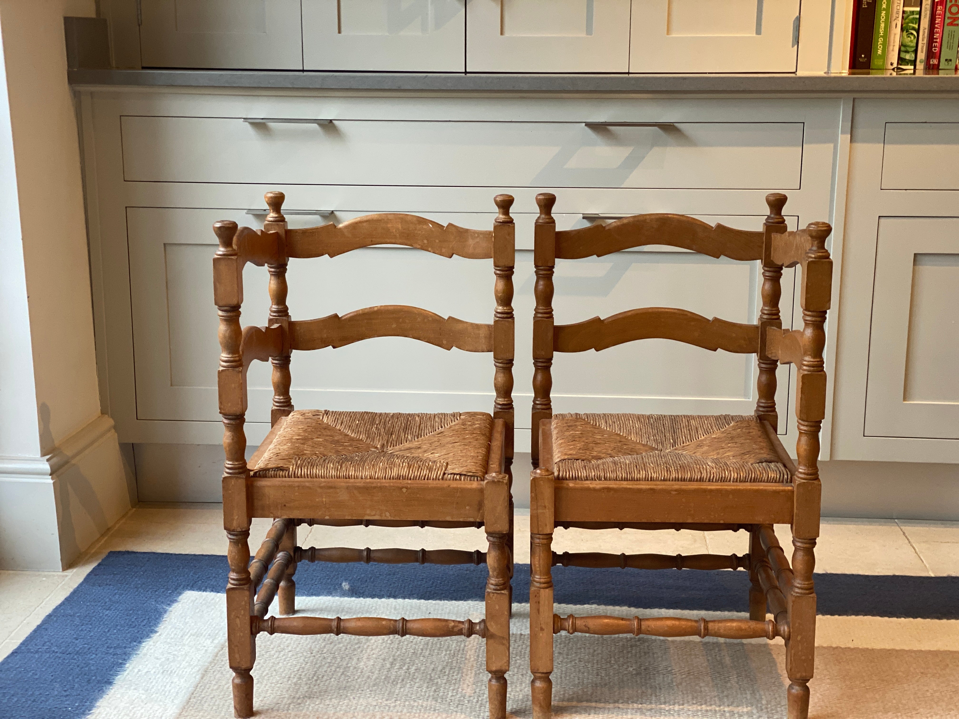 Pair of Honeyed Oak Corner Chairs