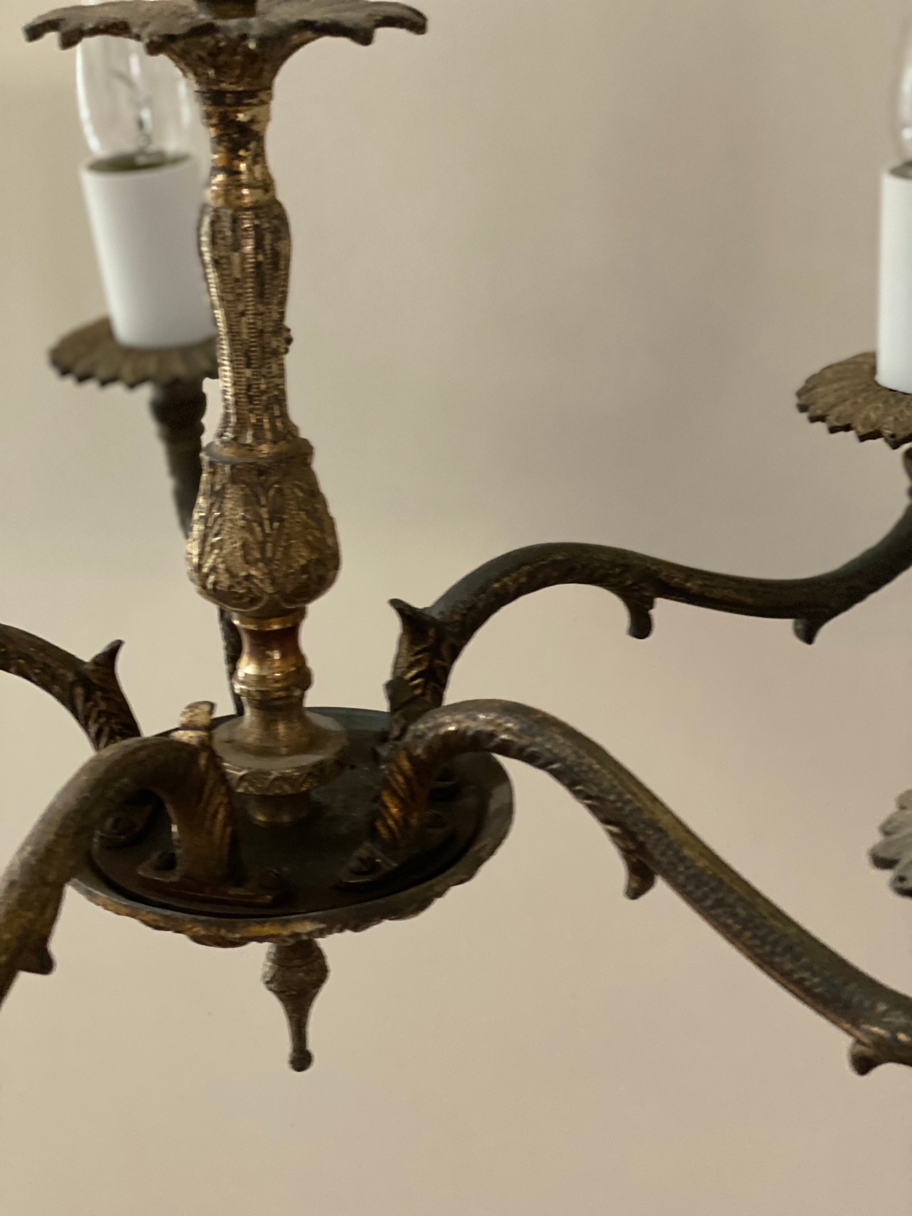 Small Continental Brass Chandelier