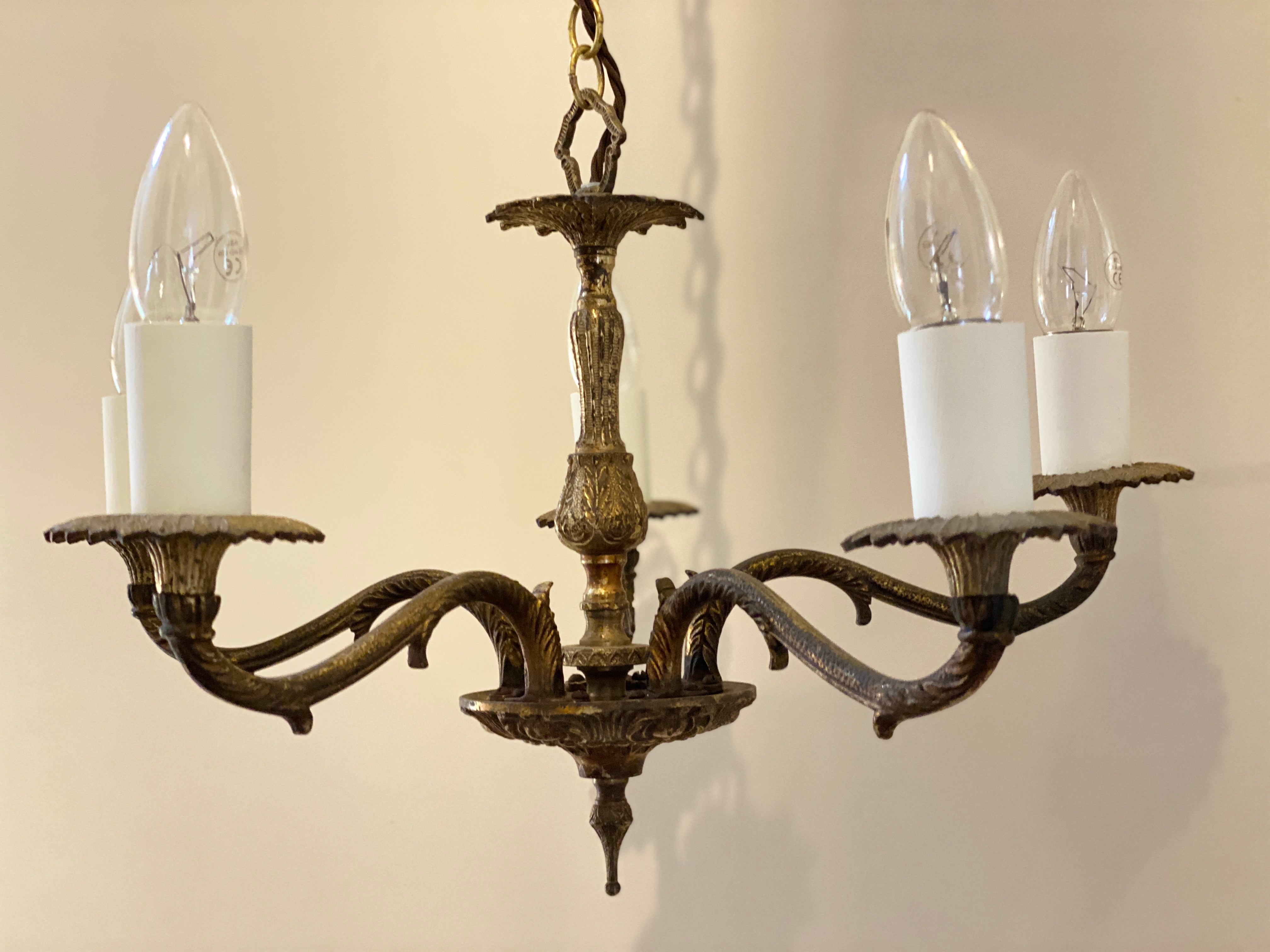 Small Continental Brass Chandelier