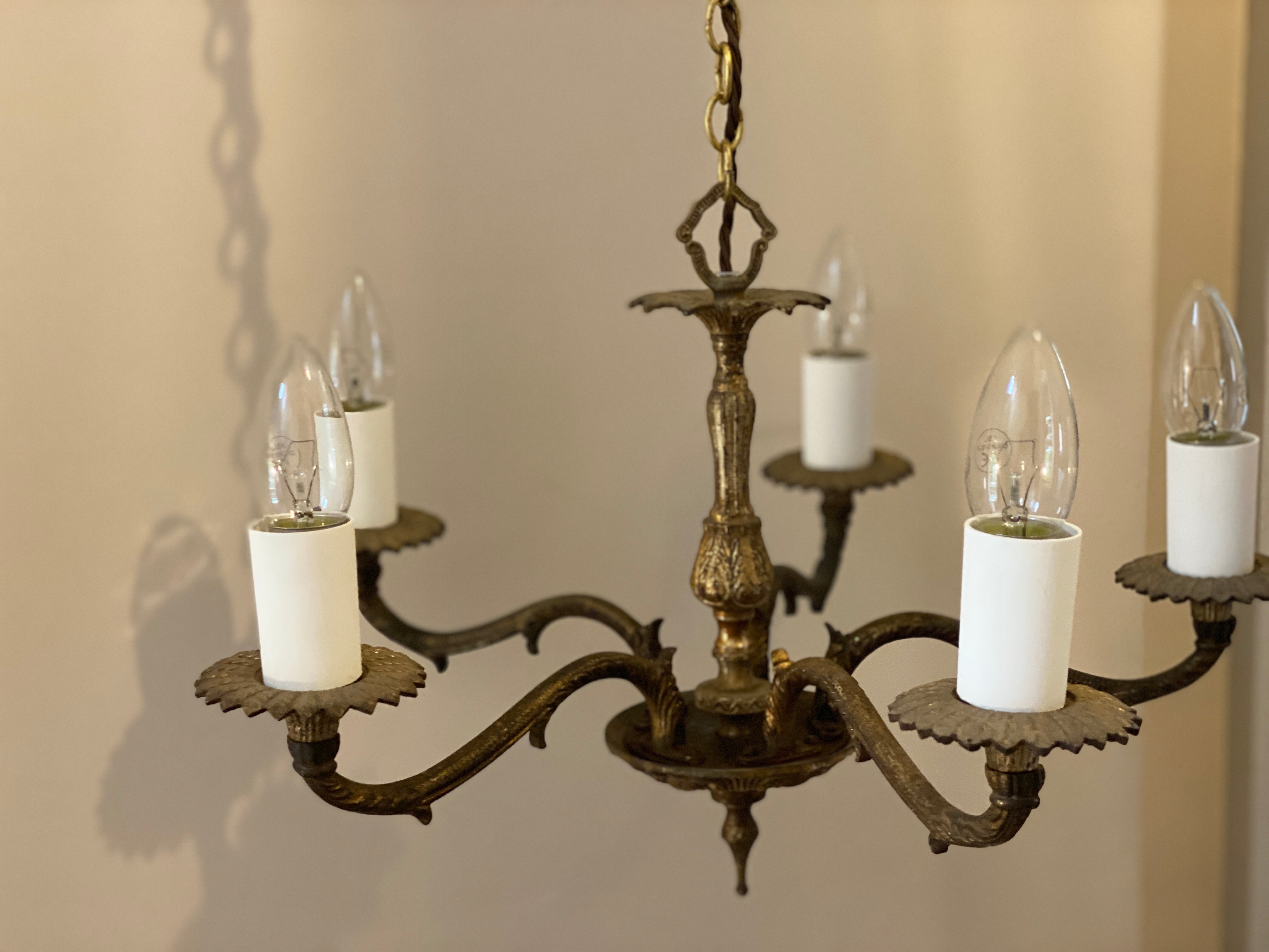 Small Continental Brass Chandelier