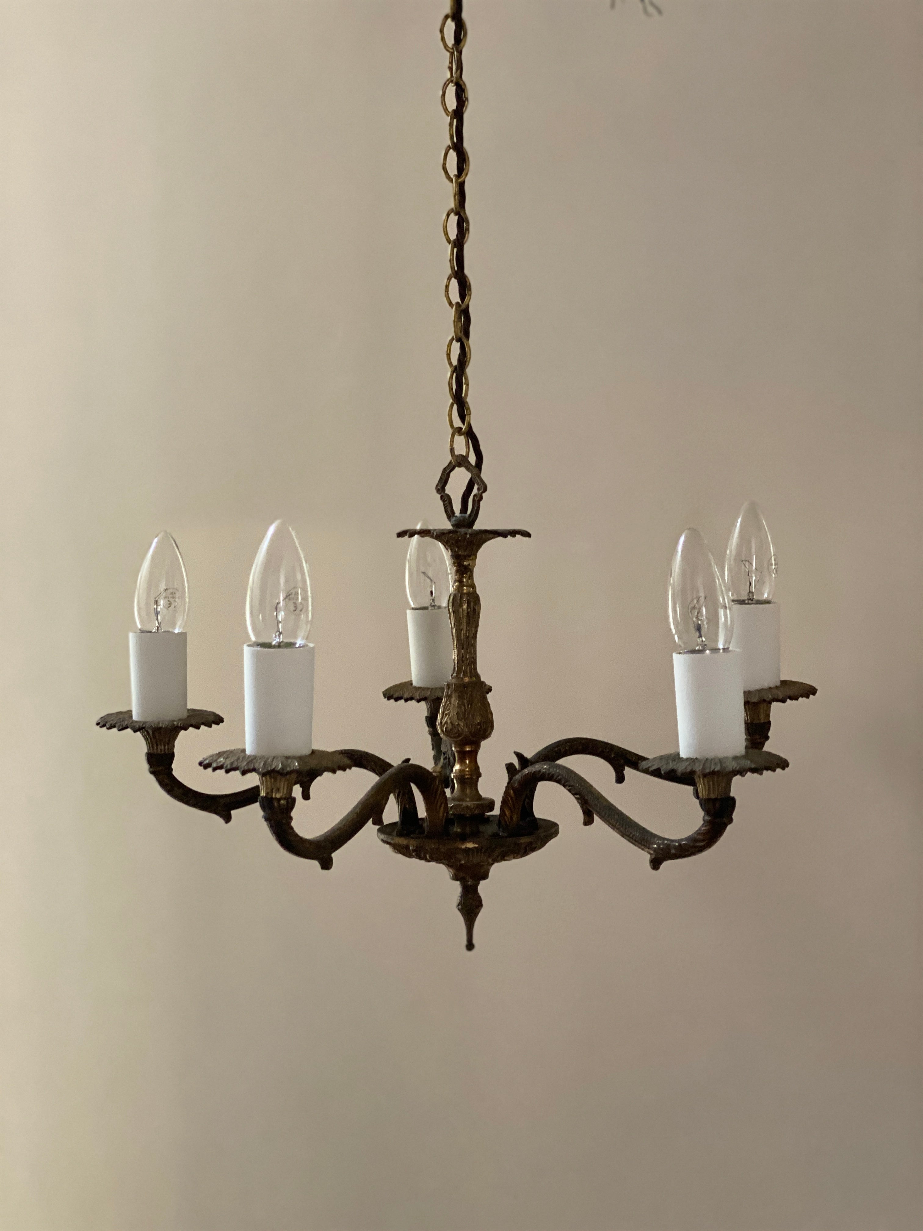 Small Continental Brass Chandelier