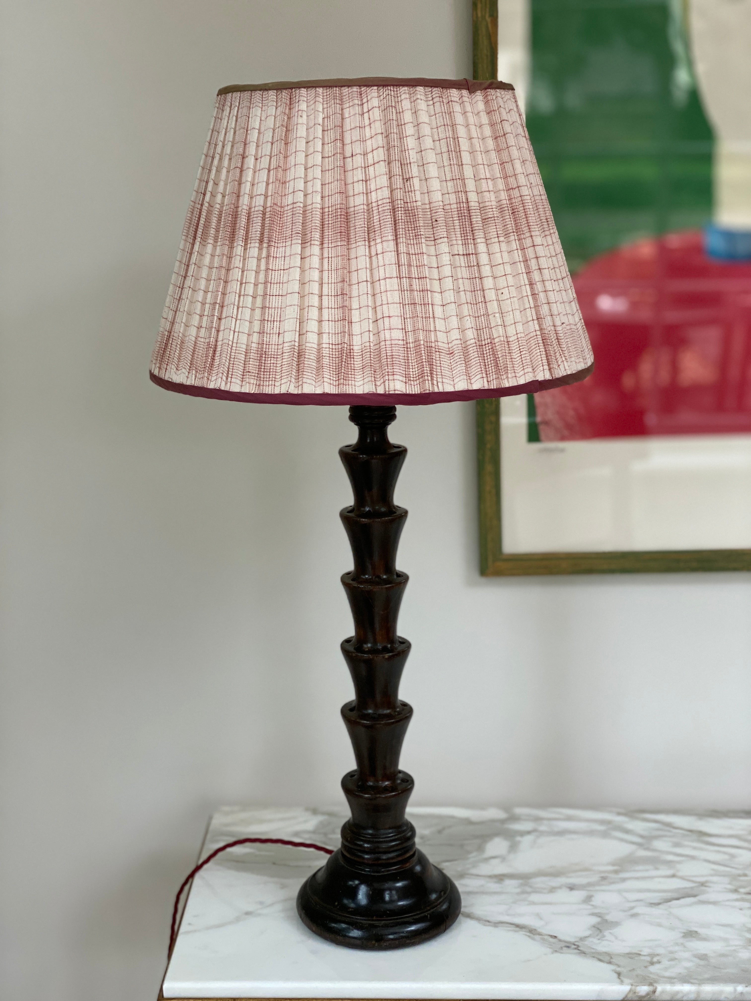 Tall decorative dark wood table lamp