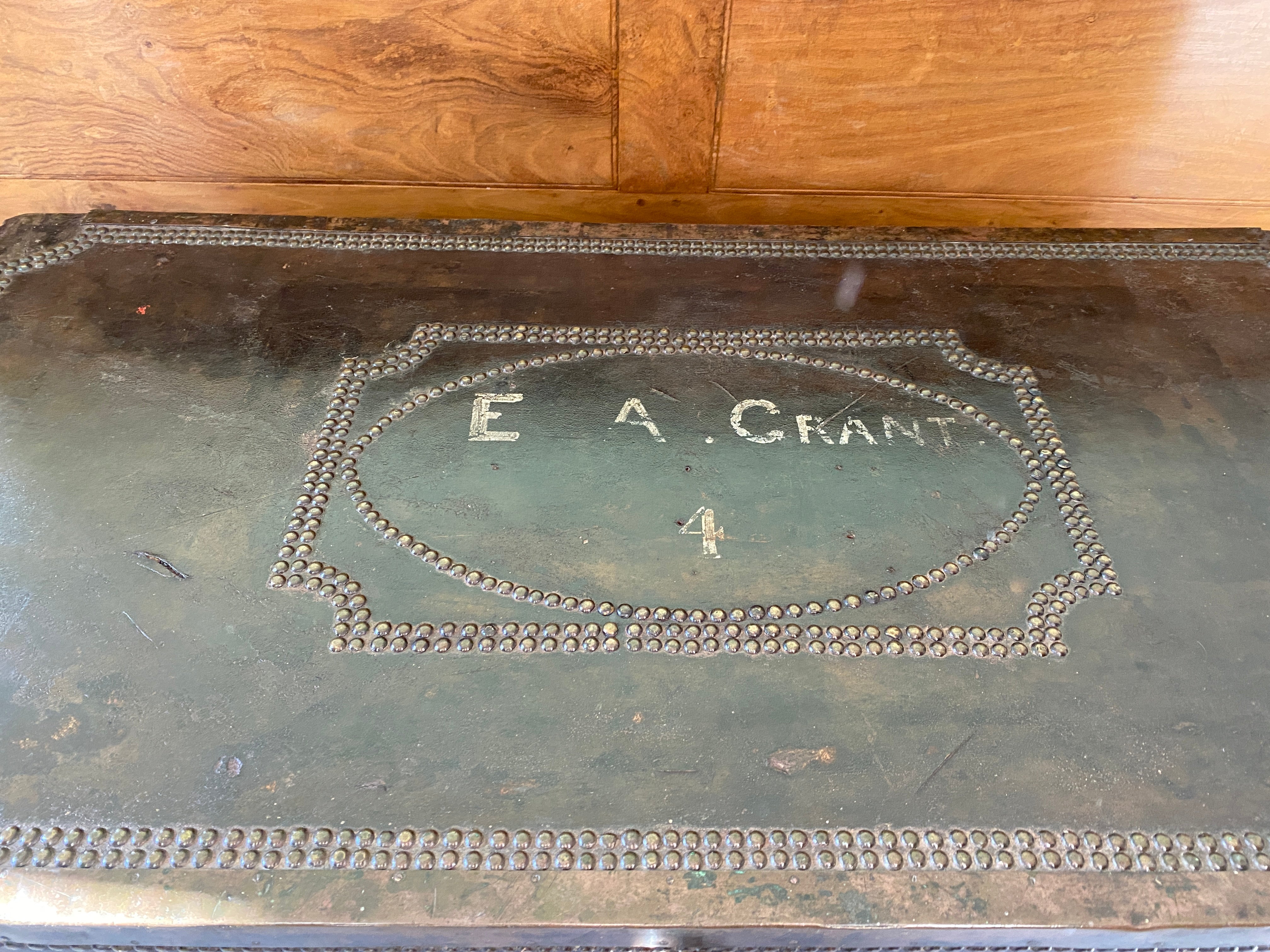 Rare 19th Century large leather & camphor wood campaign chest