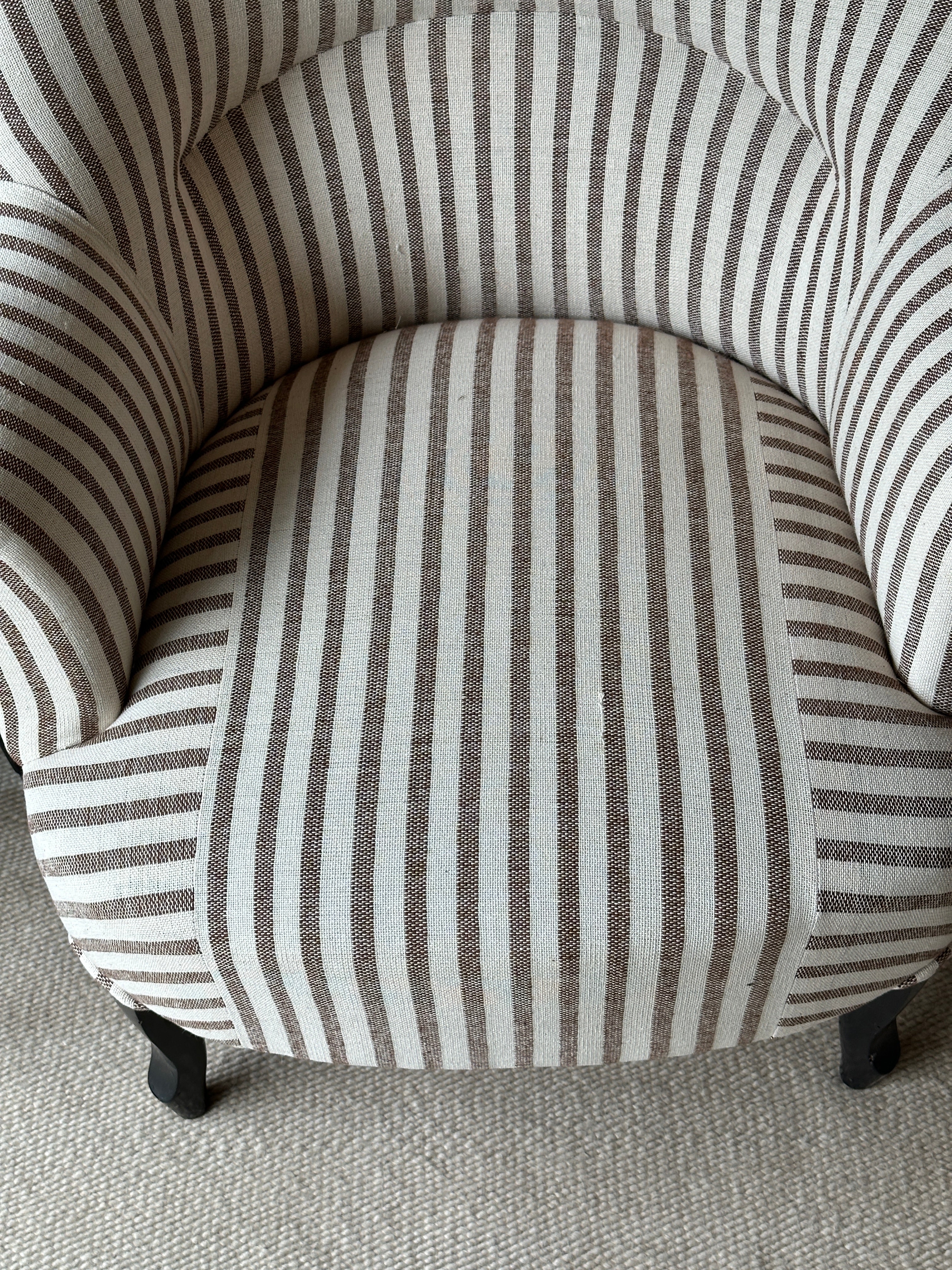 Pair of Crapaud Chairs in GG Cocoa Olive Sacking